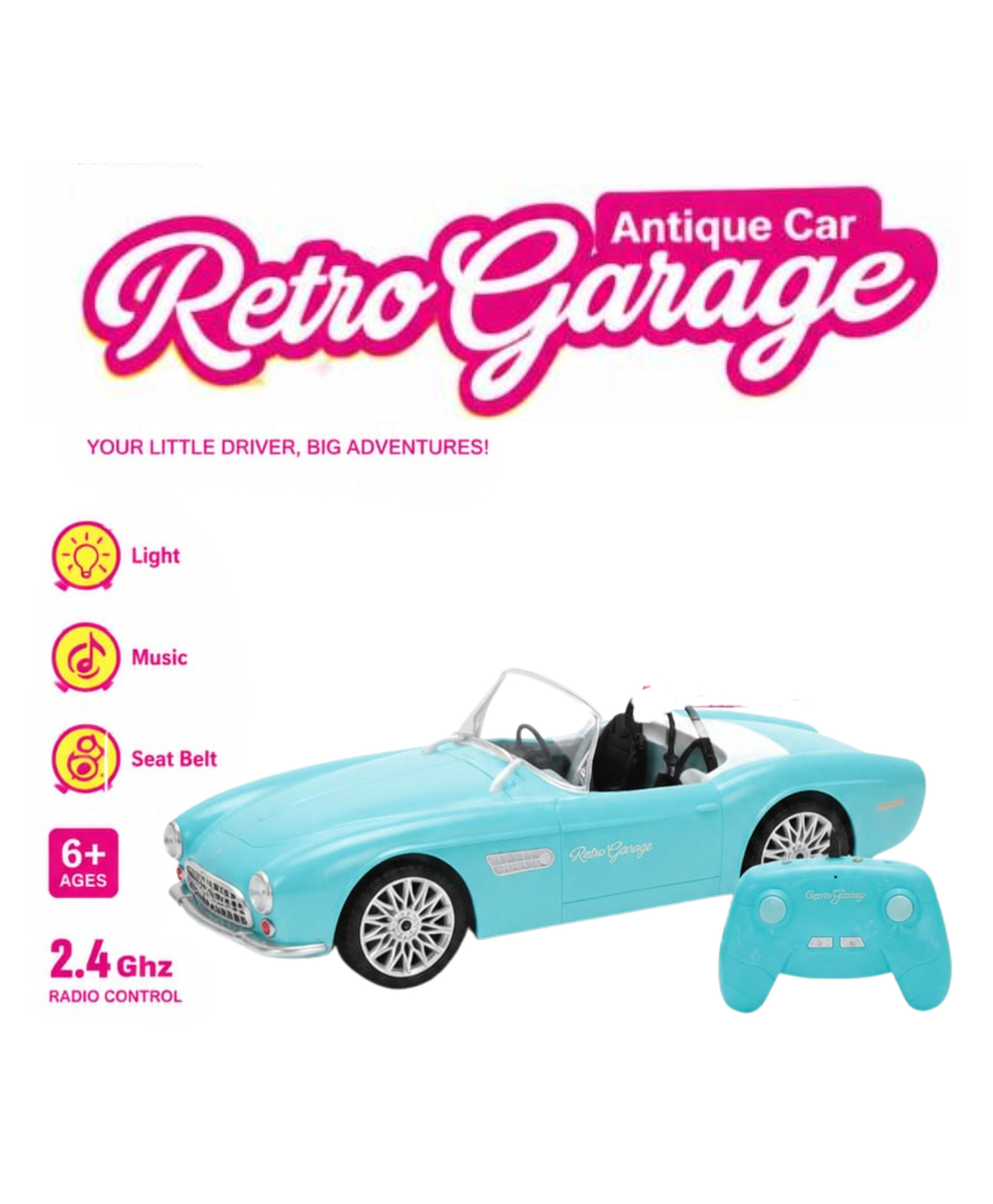 YAMAMA 1:10 Scale 2.4GHz Remote Control Retro Garage Antique Sports Convertible Car Toy with Lights & Music, Fun Entertainment Kids Toys - Multicolor-image-34