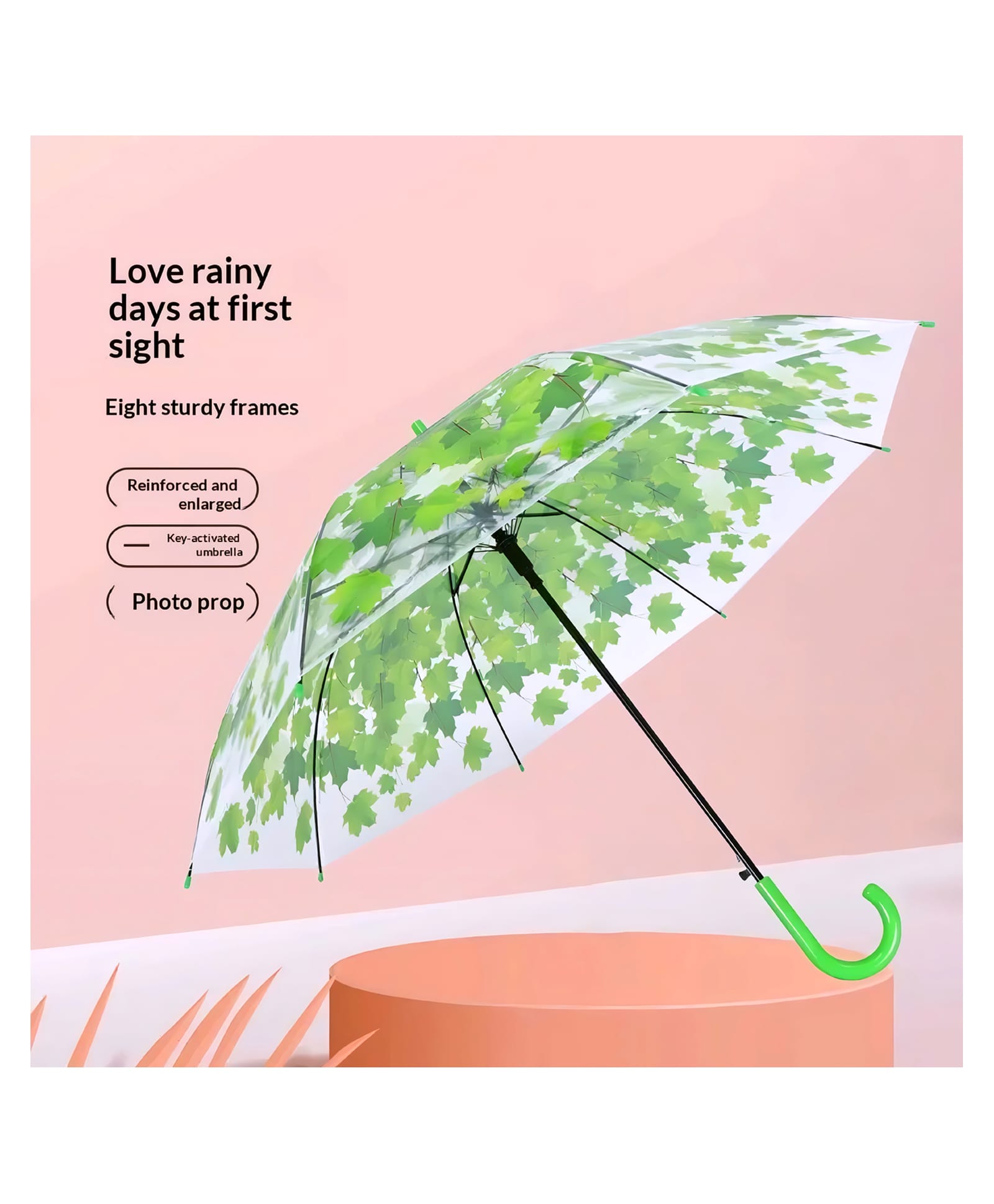 Childway Maple Leaves Designed Umbrella - Green-picture-23