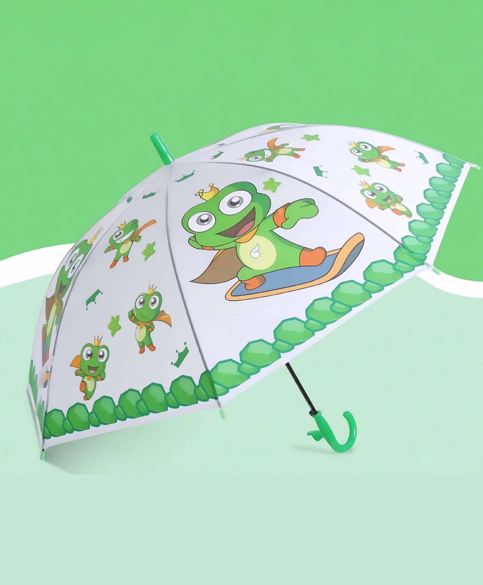 Childway Royal Frog Designed Umbrella - Green-picture-16