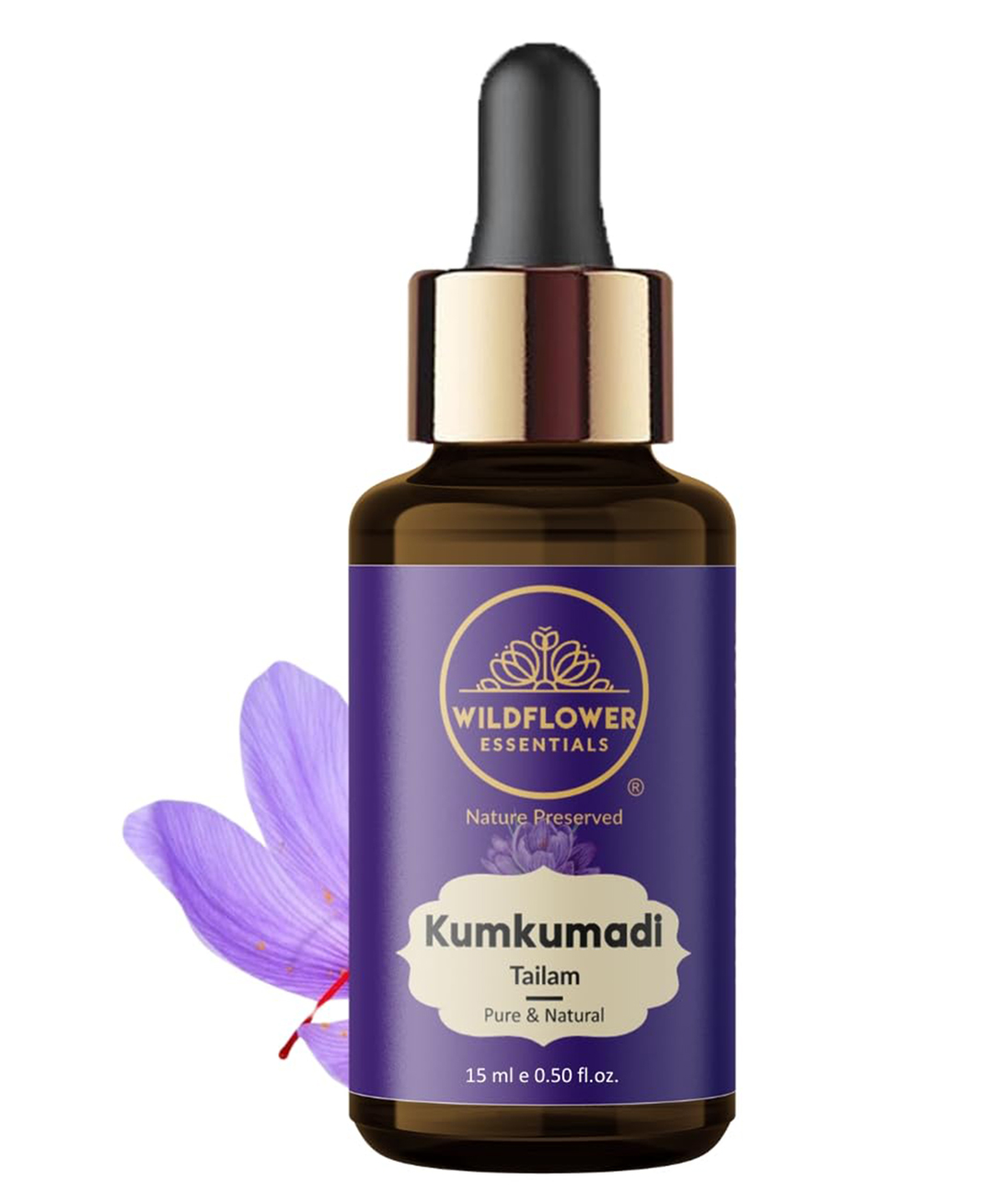 Wildflower Essentials Kumkumadi Oil (Tailam) Face Oil 100%Pure With Saffron & Lotus Extracts For Pigmentation, Dull Skin, Dark Spots/Skin Radiance Oil /15 ml-image-45