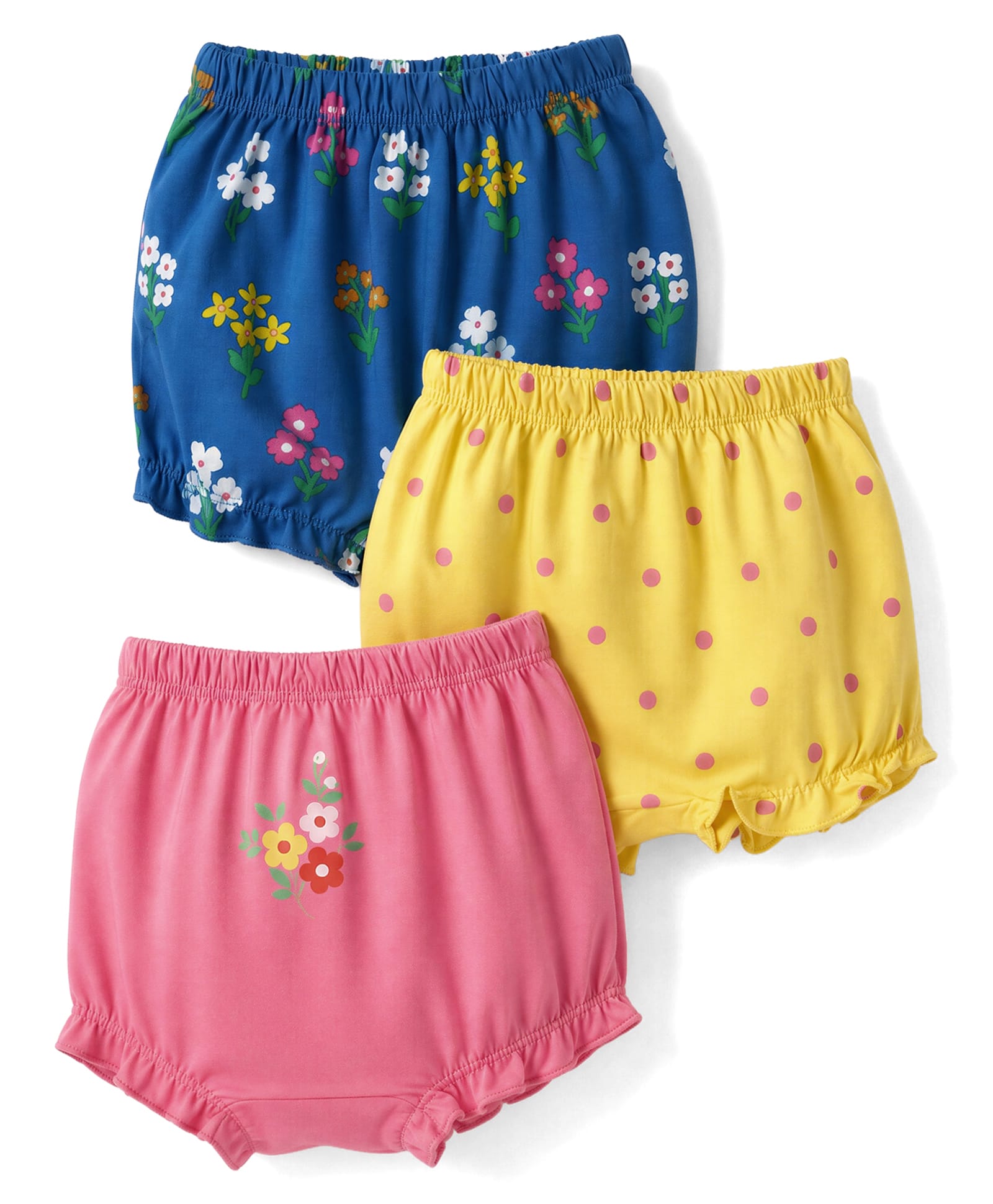 Babyhug 100% Cotton Single Jersey Knit Bloomer With Floral & Polka Dot Print Pack of 3 - Yellow, Navy & Pink-image-48