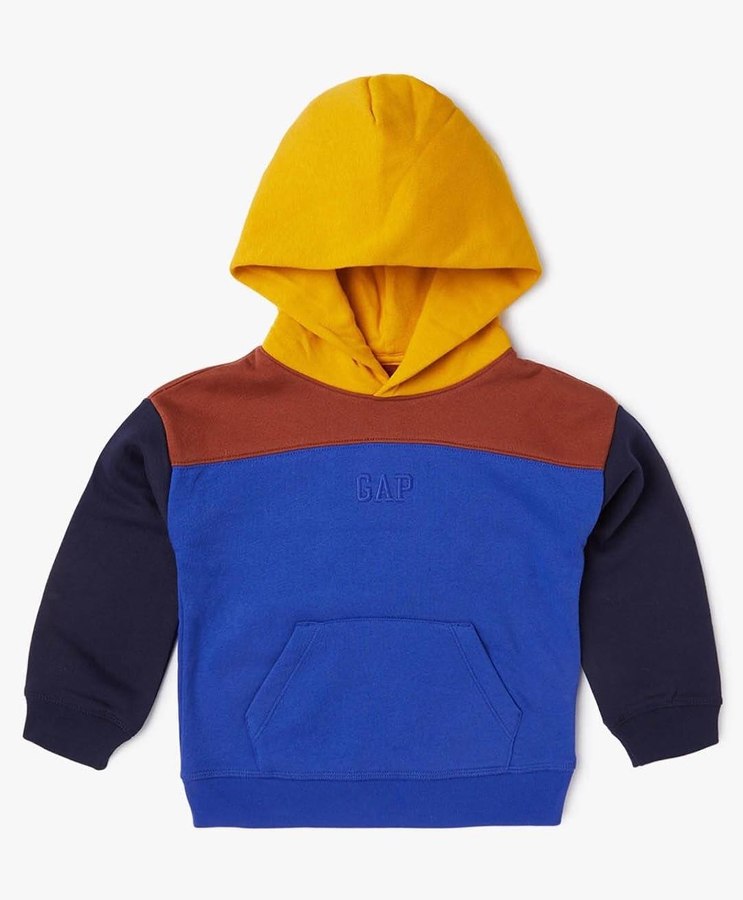GAP Cotton Woven Relaxed Fit Hooded Neck Sweatshirt with Full Sleeves and Color Block Pattern - Blue-picture-12