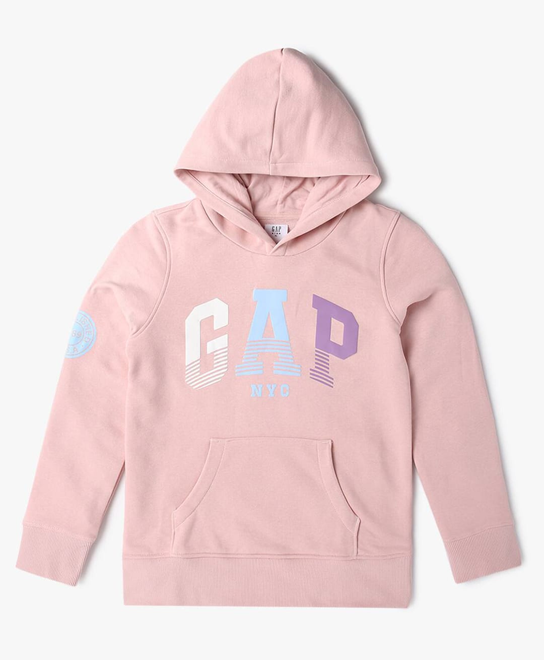 GAP Cotton Woven Relaxed Fit Hooded Sweatshirt with Full Sleeves and Logo Print - Pink-picture-17