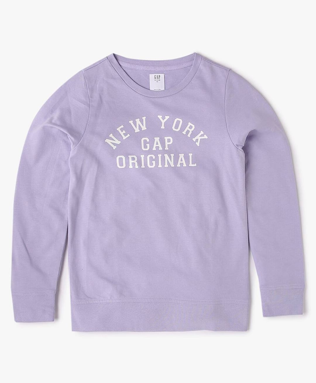 GAP Cotton Woven Relaxed Fit Sweatshirt with Full Sleeves and New York Original Text Print - Purple-image-4