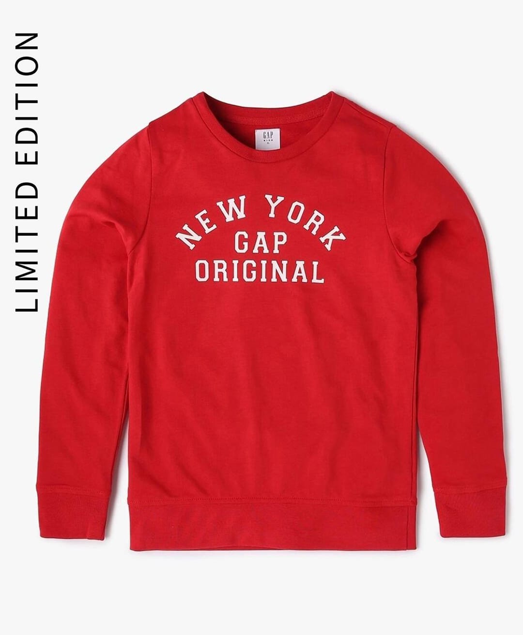 GAP Cotton Woven Relaxed Fit Round Neck Sweatshirt with Full Sleeves and New York Gap Original Text Print - Red-picture-39