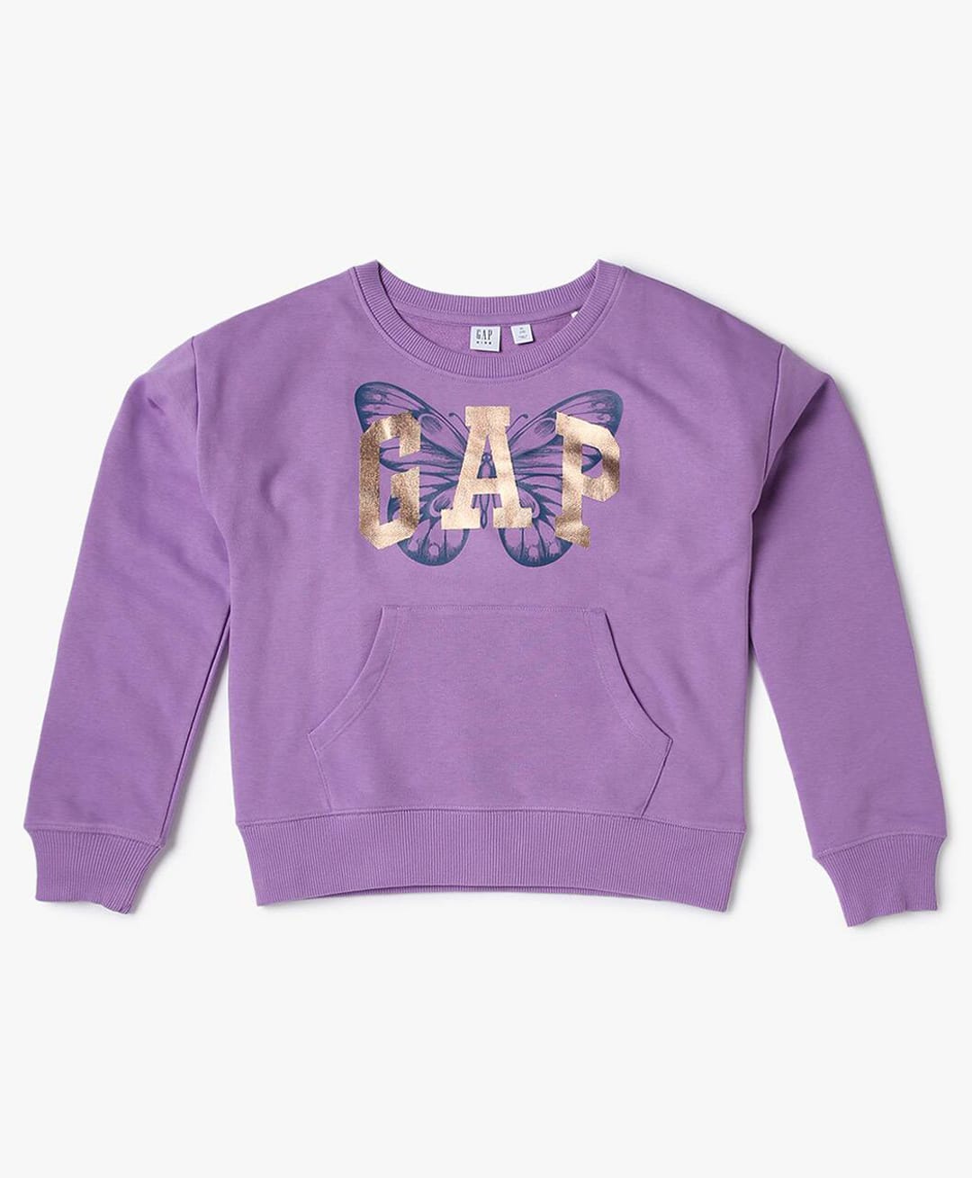 GAP Cotton Woven Relaxed Fit Round Neck Sweatshirt with Full Sleeves and Butterfly Print - Purple-picture-34