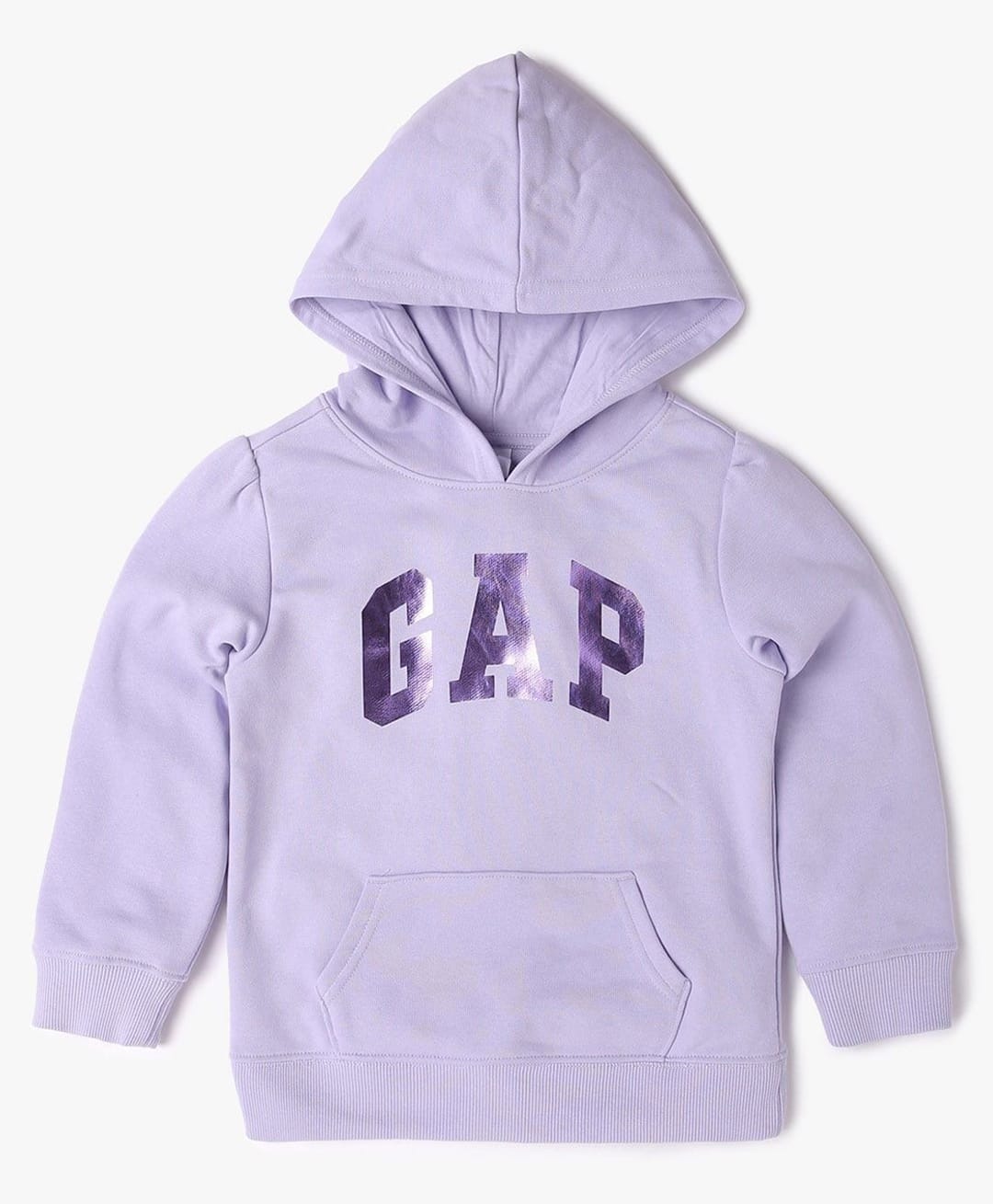 GAP Cotton Woven Relaxed Fit Hooded Sweatshirt with Full Sleeves and Logo Print - Purple-picture-22