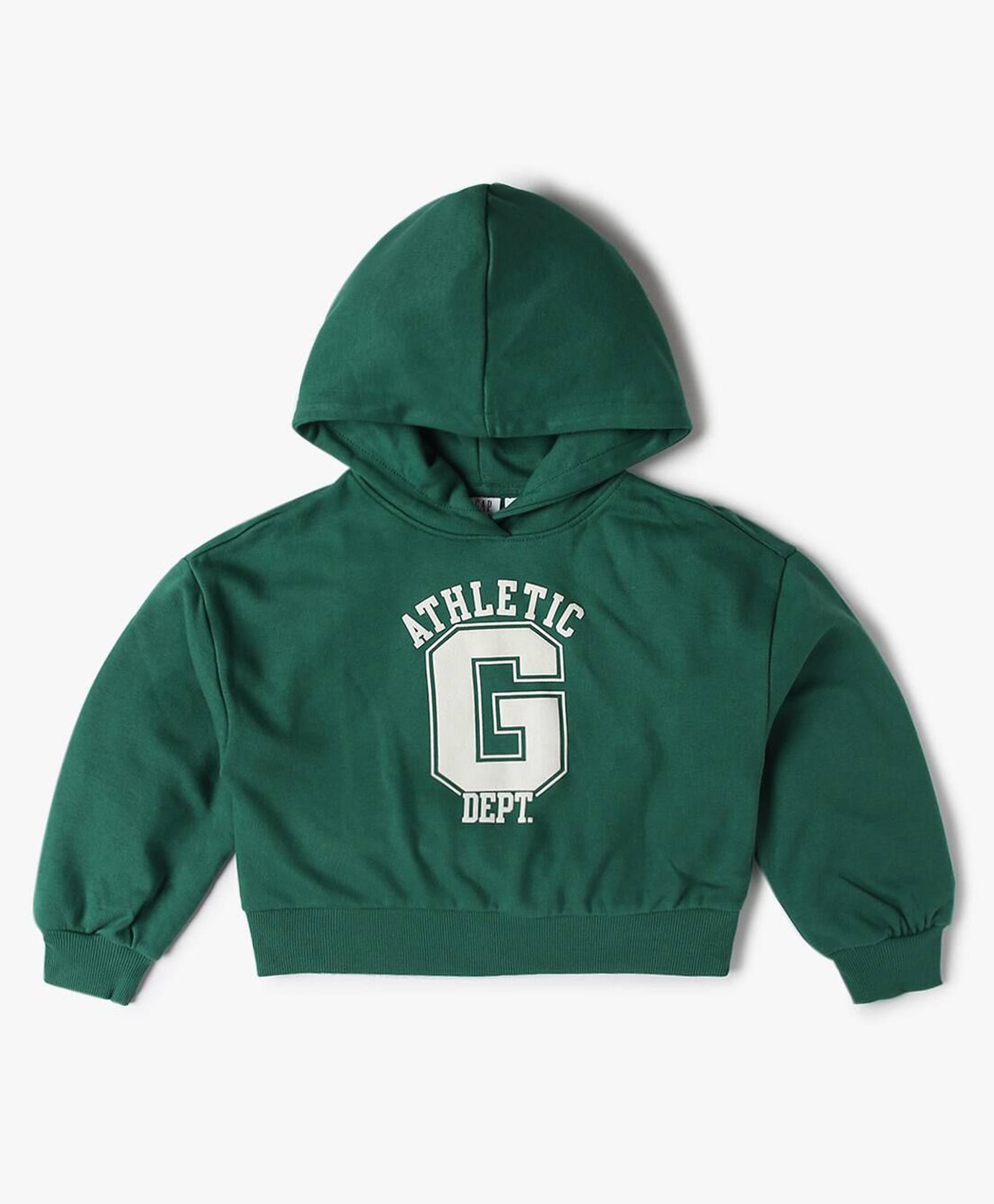 GAP Cotton Blend Woven Regular Fit Hooded Sweatshirt with Full Sleeves and Athletic Dept Print - Green-image-44
