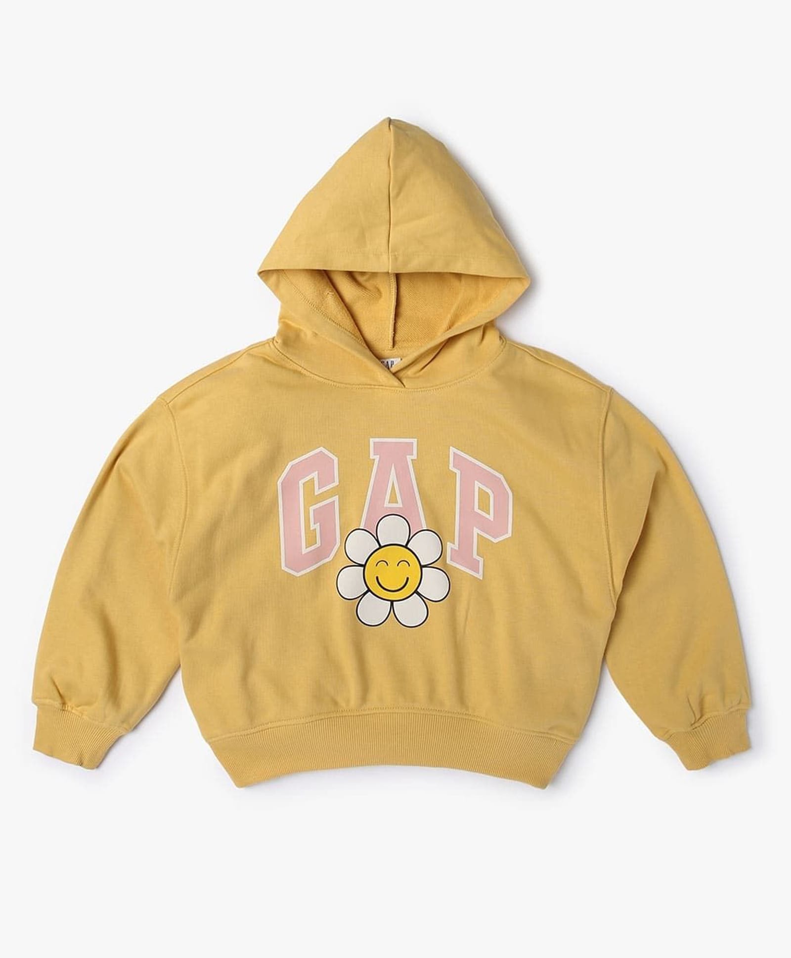 GAP Cotton Woven Regular Fit Hooded Neck Sweatshirt with Full Sleeves and Flower Print - Yellow-image-43