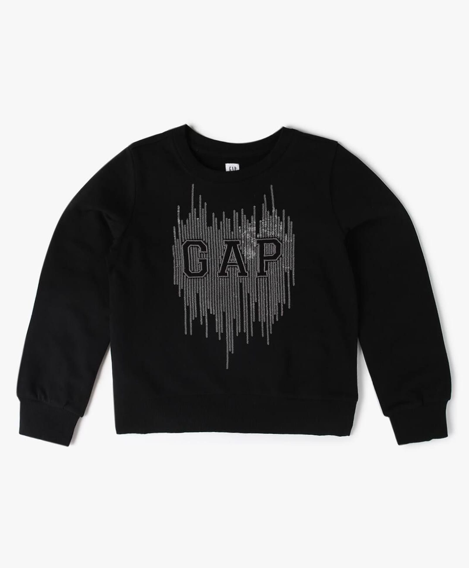 GAP Cotton Woven Relaxed Fit Sweatshirt with Full Sleeves and Brand Logo Embellishment - Black-picture-11