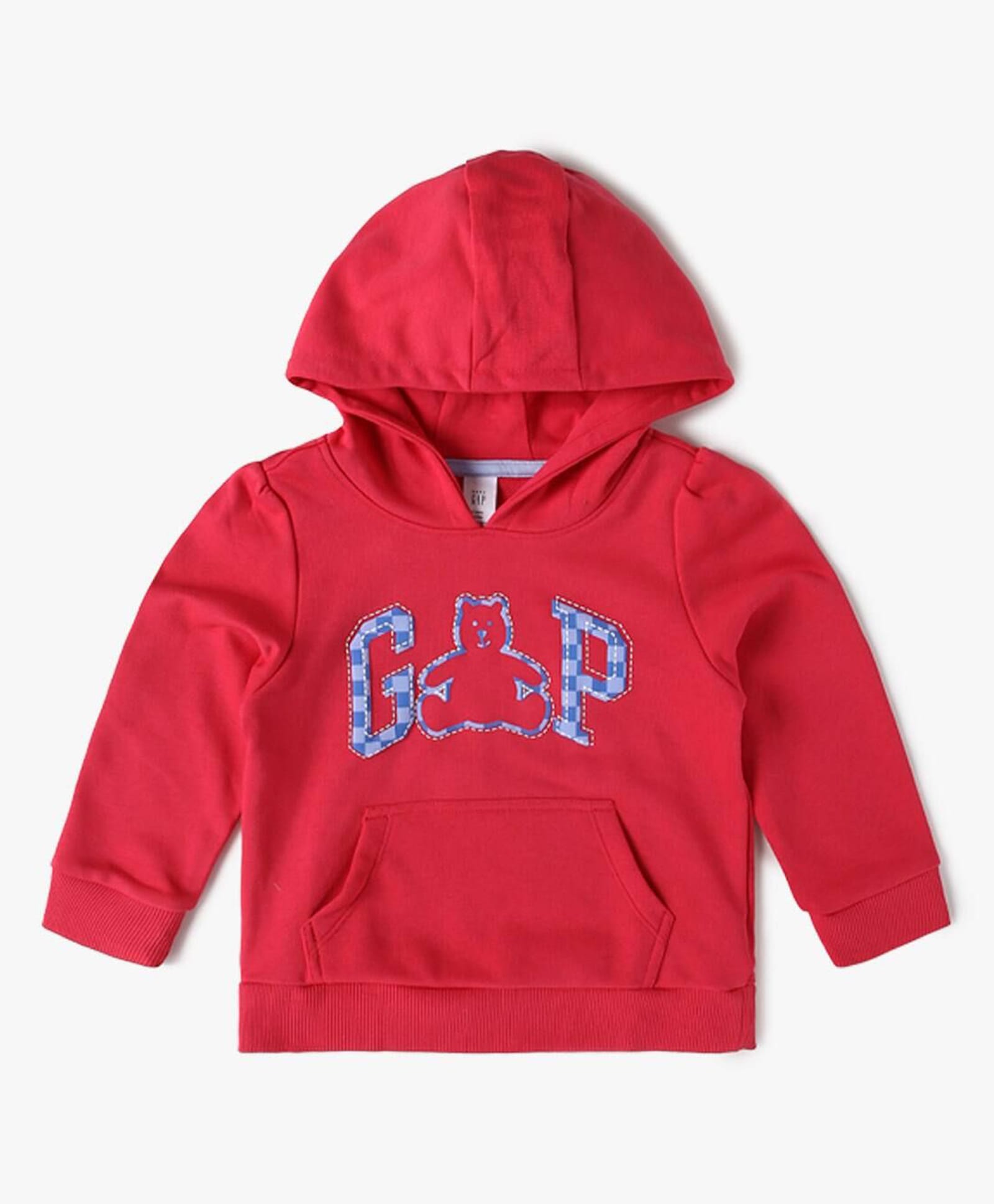 GAP Cotton Knit Relaxed Fit Hooded Sweatshirt with Full Sleeves and Bear Print in Pink for 4-5 Years-image-12