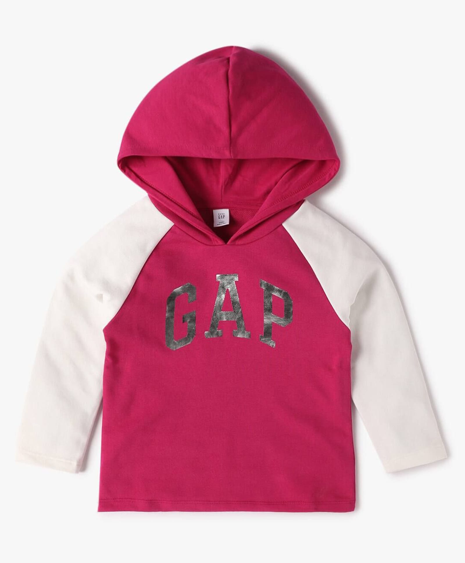Gap Cotton Woven Color Blocked Regular Fit Hooded Neck Sweatshirt With Full Sleeves and Logo Print - Dark Pink-picture-21