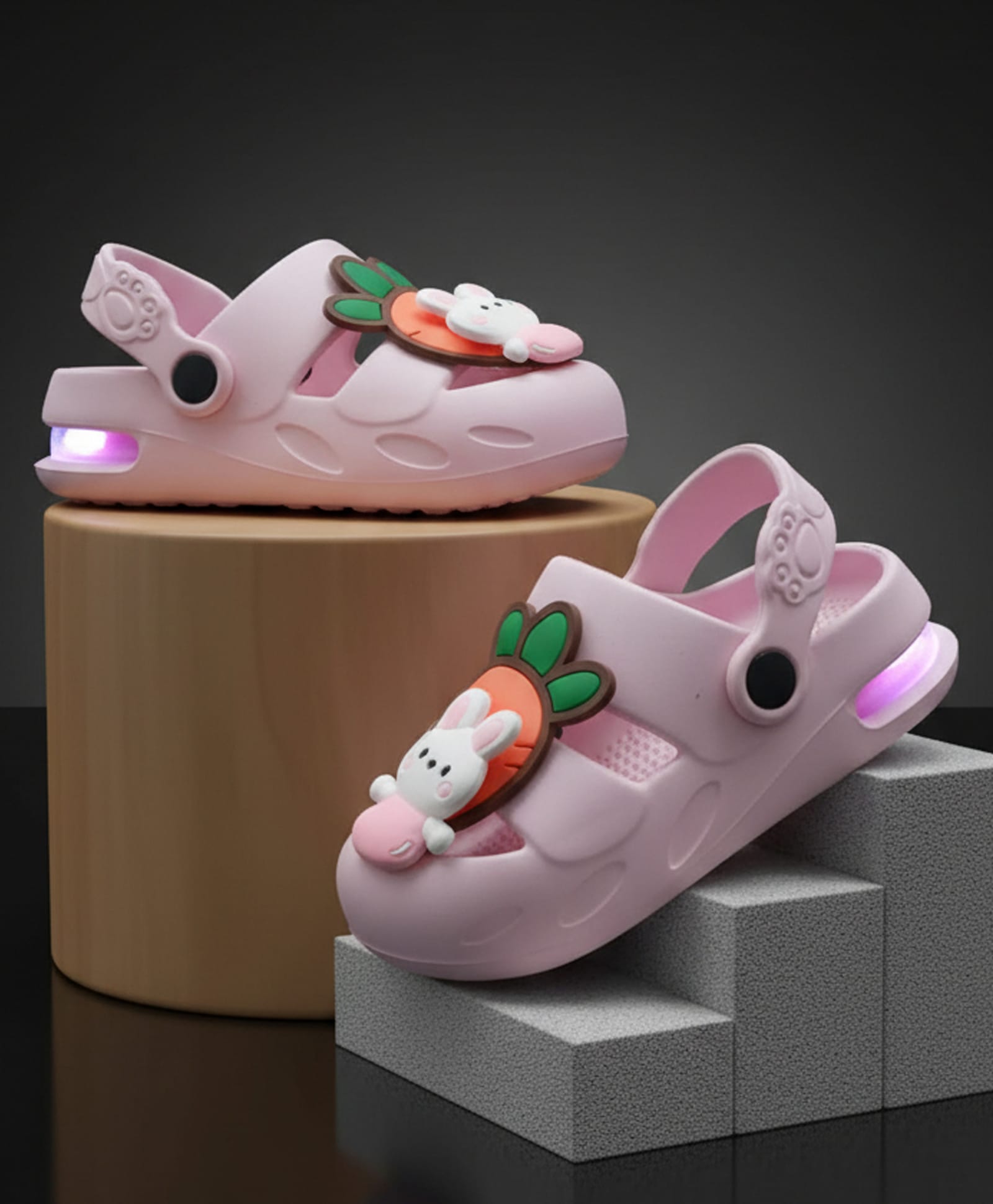 HAPPY FEET Bunny Applique Detailed Perforated Slingback Clogs - Pink-picture-24