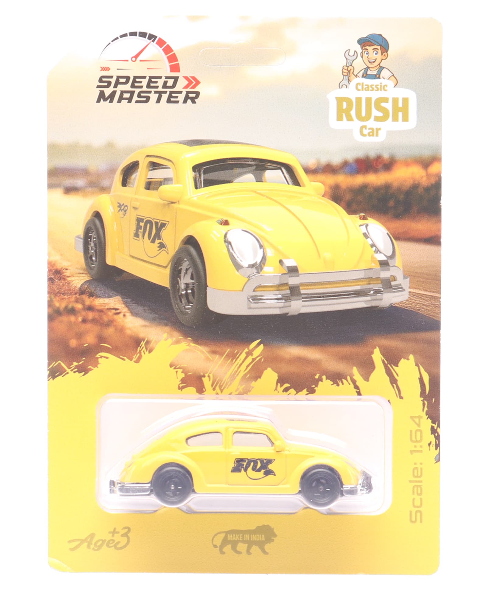 Ratnas Die Cast Rush Car Toy With Free Wheel - Yellow-picture-4