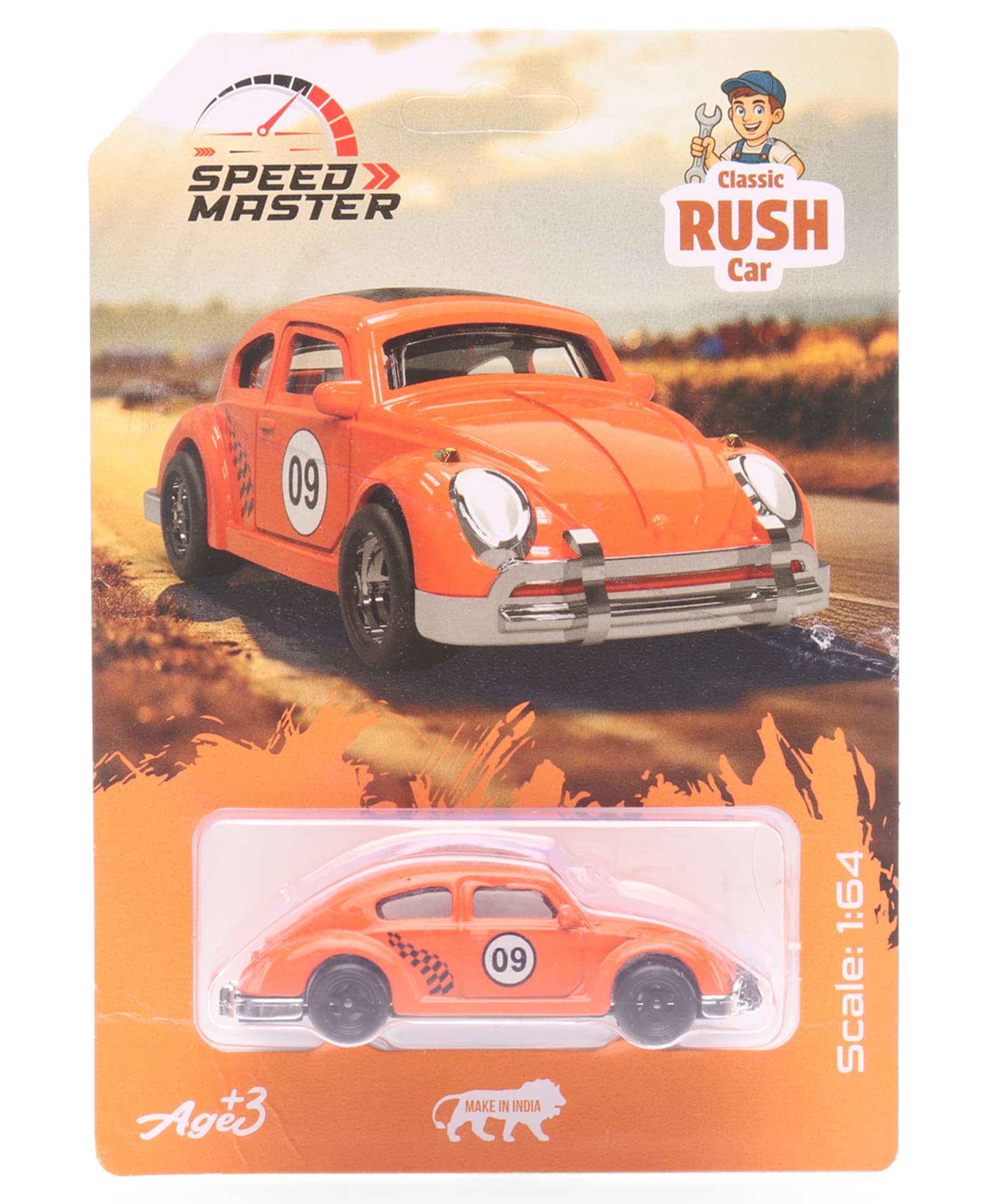 Ratnas Die Cast Rush Car Toy With Free Wheel - Orange-picture-0