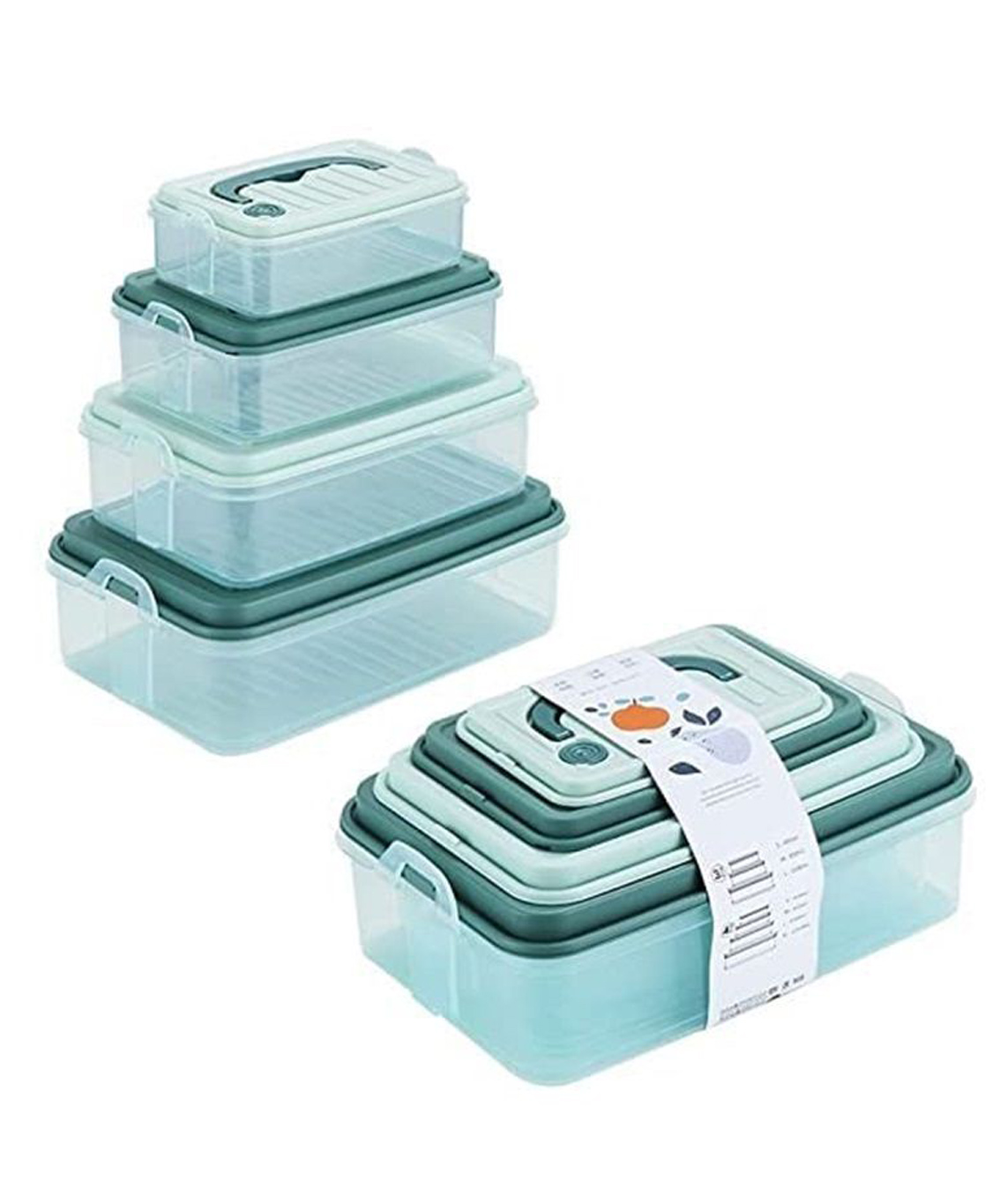 Azhari Fresh Plastic Storage Container Set of 4 Durable Microwavable Storage Box 450 ML, 850 ML, 1500 ML,2350 ML Total 5150 ML Pack of 1-image-24