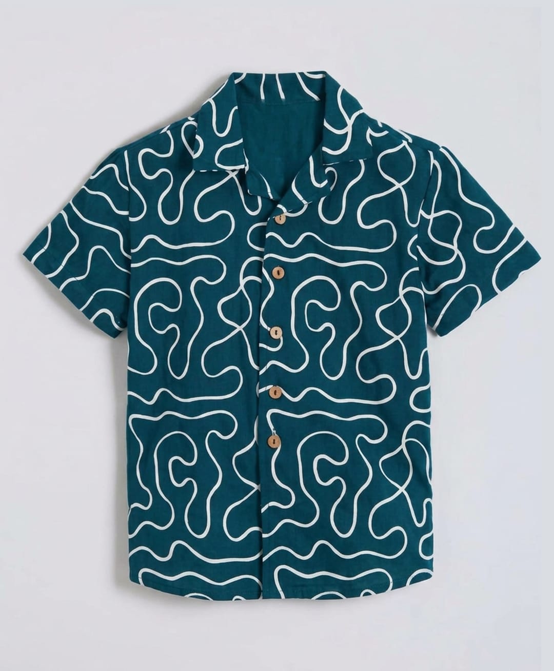 The Kids Club Cotton Woven Half Sleeves Abstract Designed Shirt - Navy Blue-image-28