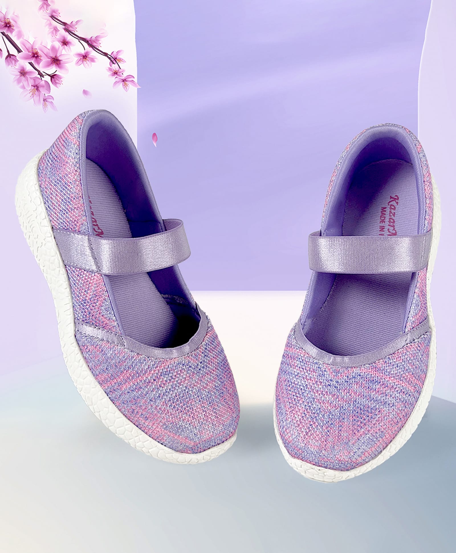 KazarMax Mesh Slip Ons Abstract Designed Ballet Flat Ballerinas - Lavender-image-7