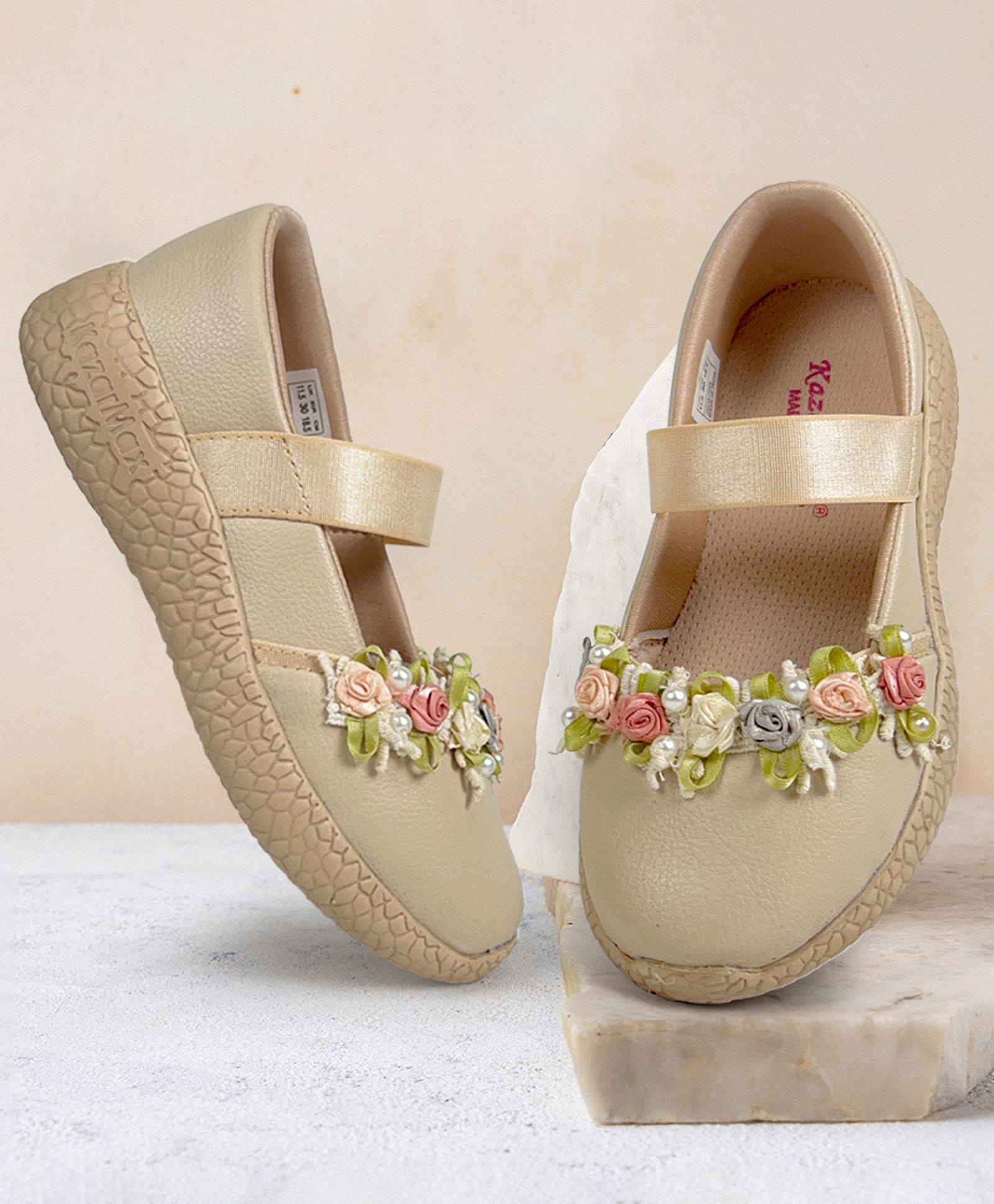 KazarMax Slip Ons Ballet Flat Ballerina With Floral Embellishment - Beige-picture-20