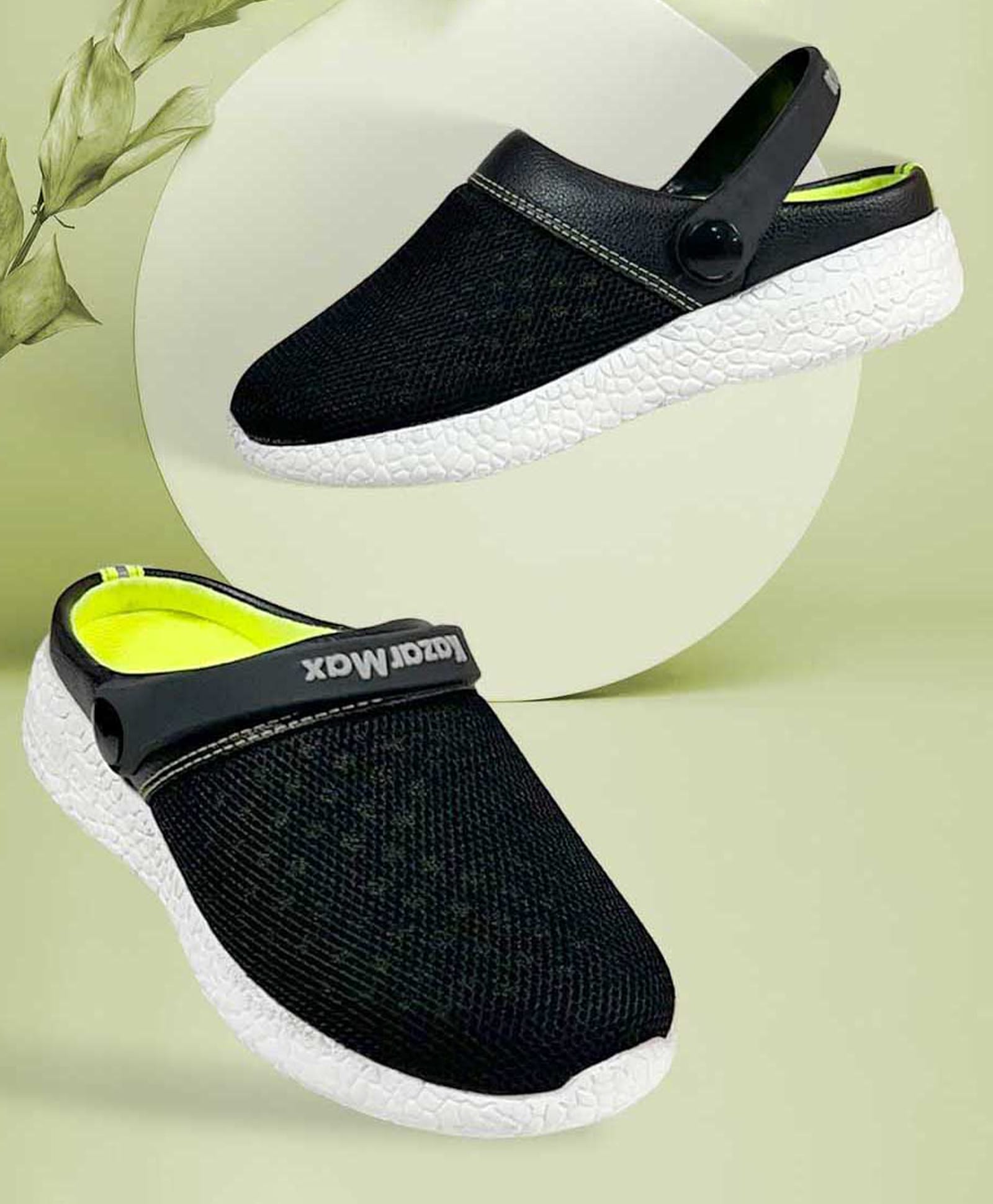 KazarMax Solid Back Strap Colour Clogs- Black-image-32