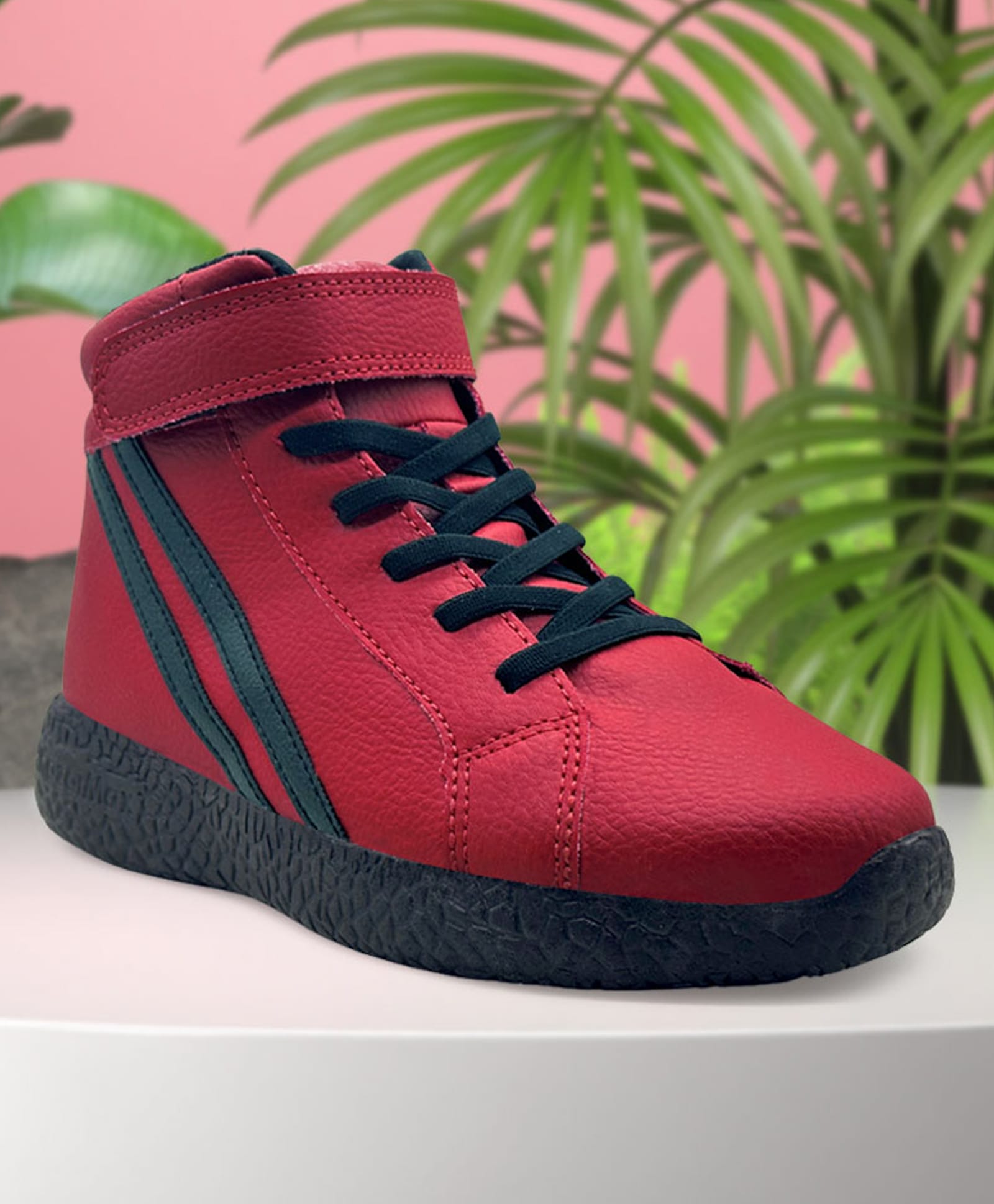 KazarMax Stripes Ankle Length Velcro Closure Sneakers - Red-image-45