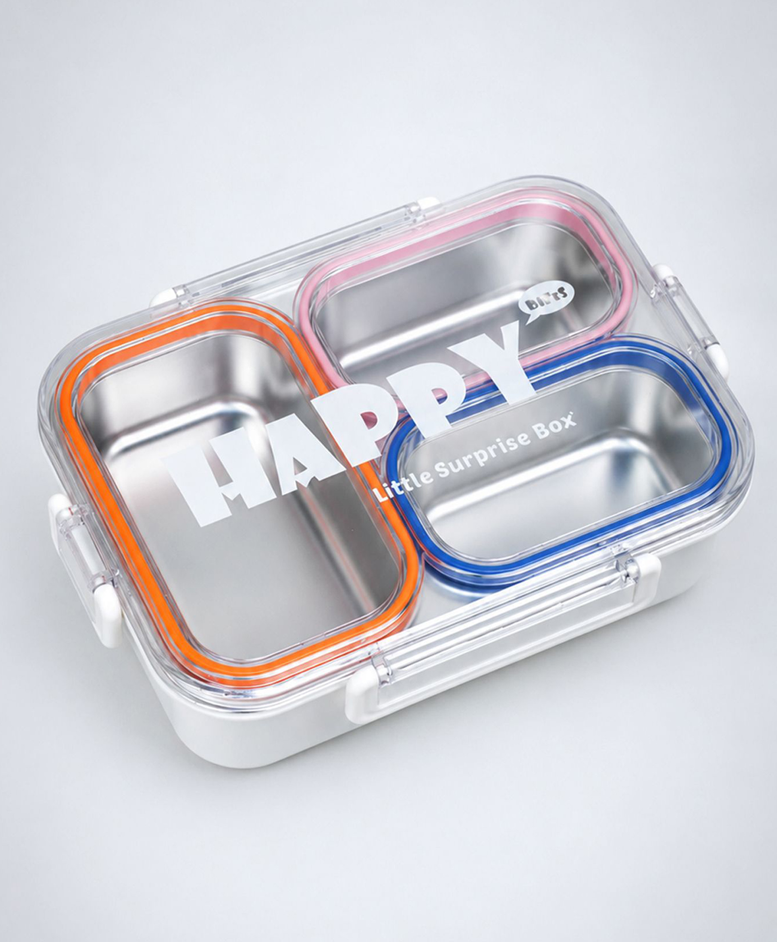 Little Surprise Box Transparent Lid Happy Bites Lunch Box-Orange-image-37