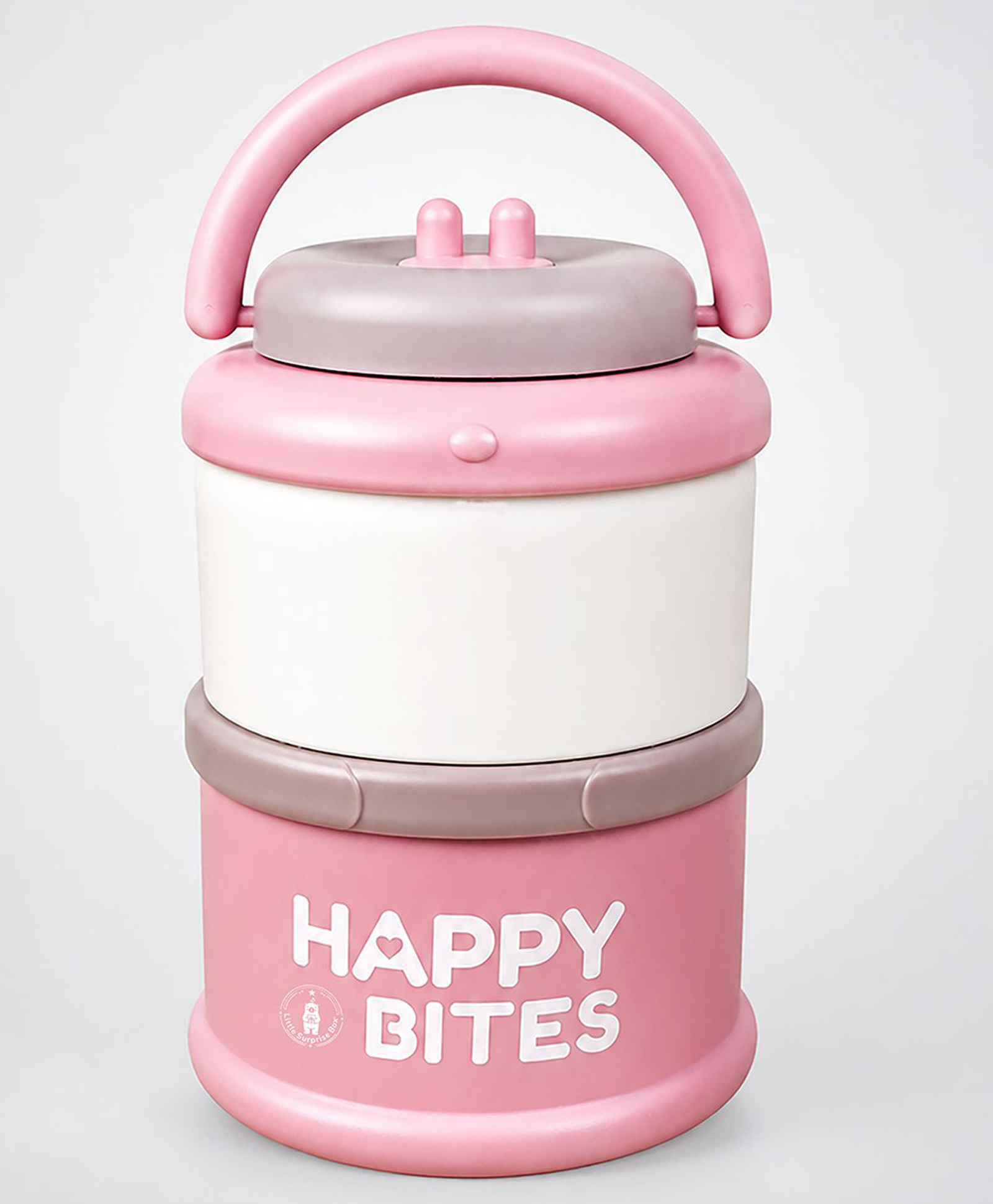 Little Surprise Box Happy Bites Double Decker Stainless Steel Lunch Box-Pink-image-38
