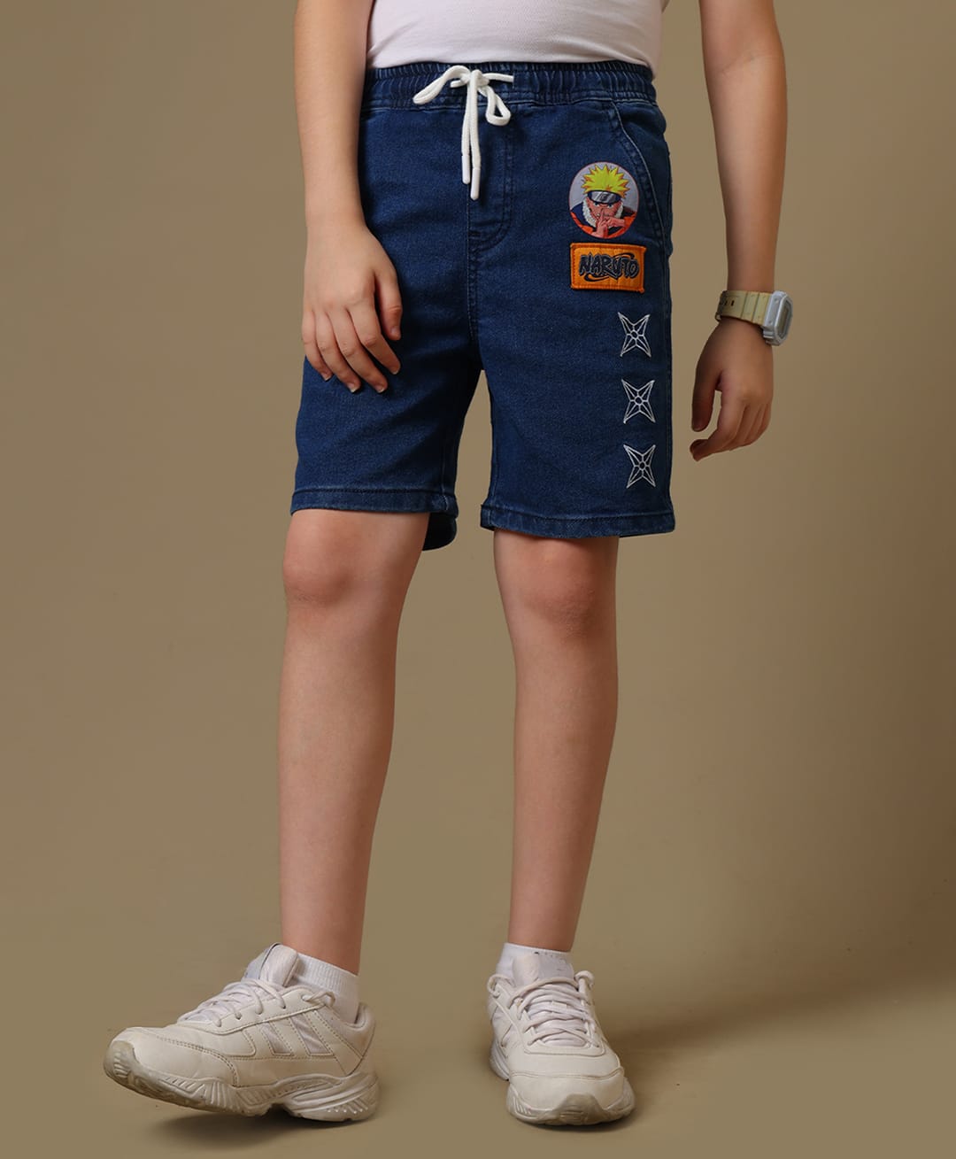 Kidsville Denim Knit Naruto Featuring Character Patch Detailed Denim Shorts - Blue-picture-43