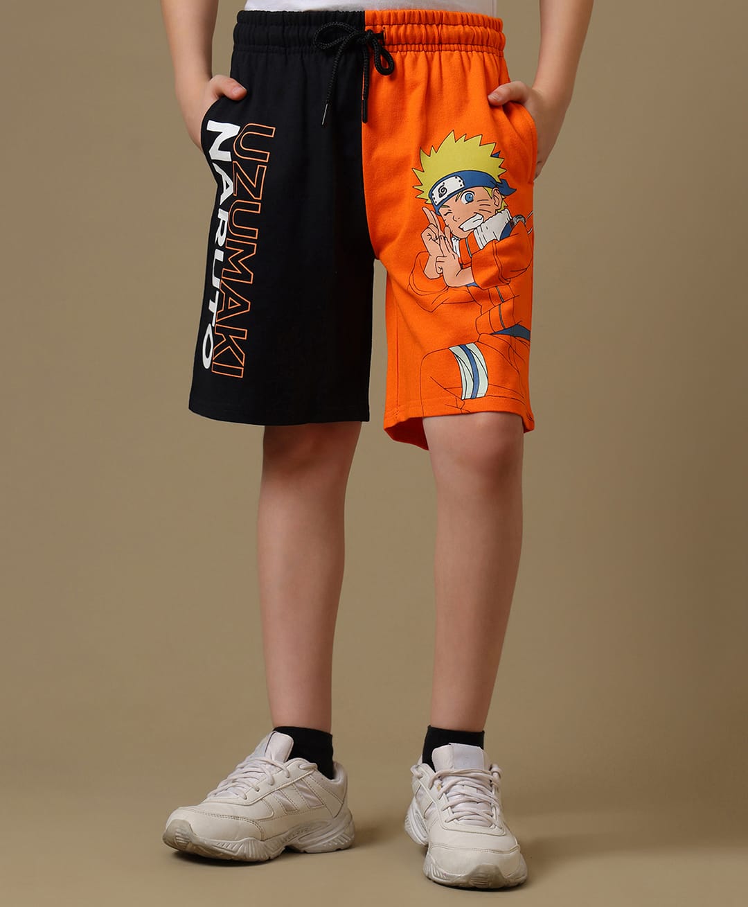 Kidsville Knit Naruto Featuring Character Printed Shorts - Black & Orange-image-28