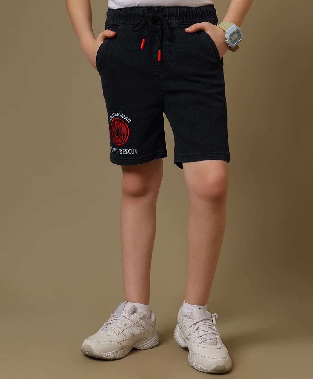 Kidsville Denim Knit Marvel Featuring Spiderman Printed Shorts - Black-picture-26