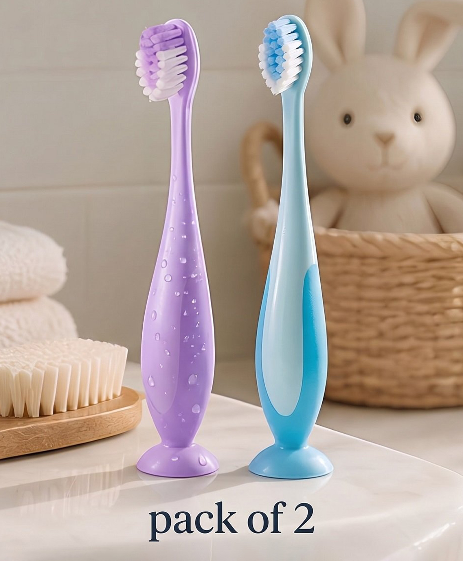 Ortis Kids Toothbrush with Soft Silicone Head - (Pack of 2) Purple & Blue-picture-32