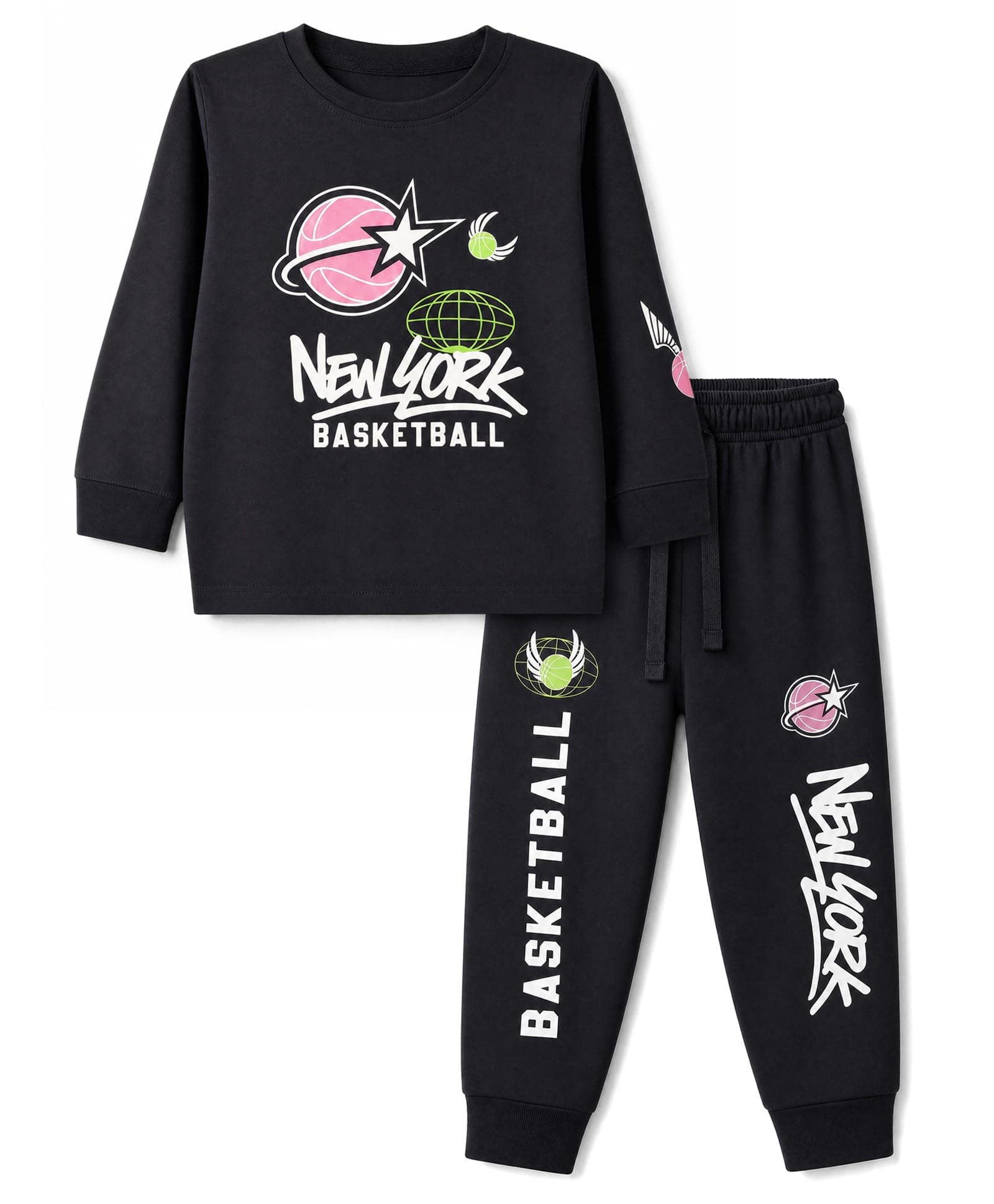 CUCUMBER Sinker Knit Full Sleeves T-Shirt & Joggers Sets With Text Print - Charcoal Grey-image-38