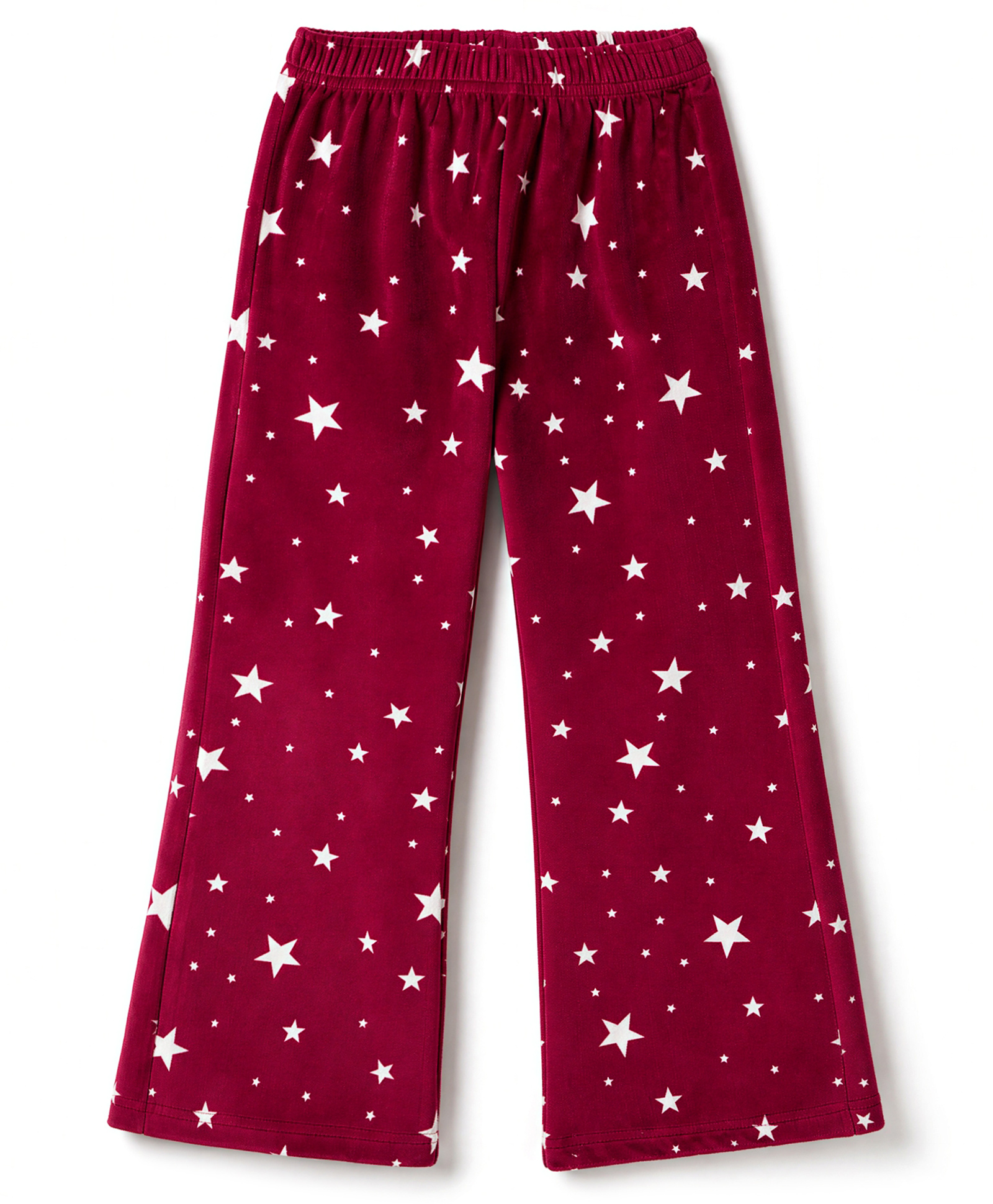 Babyhug Velour Knit Full Length Star Printed Wide Legged Fleece & Woollen Pant -Maroon-image-47