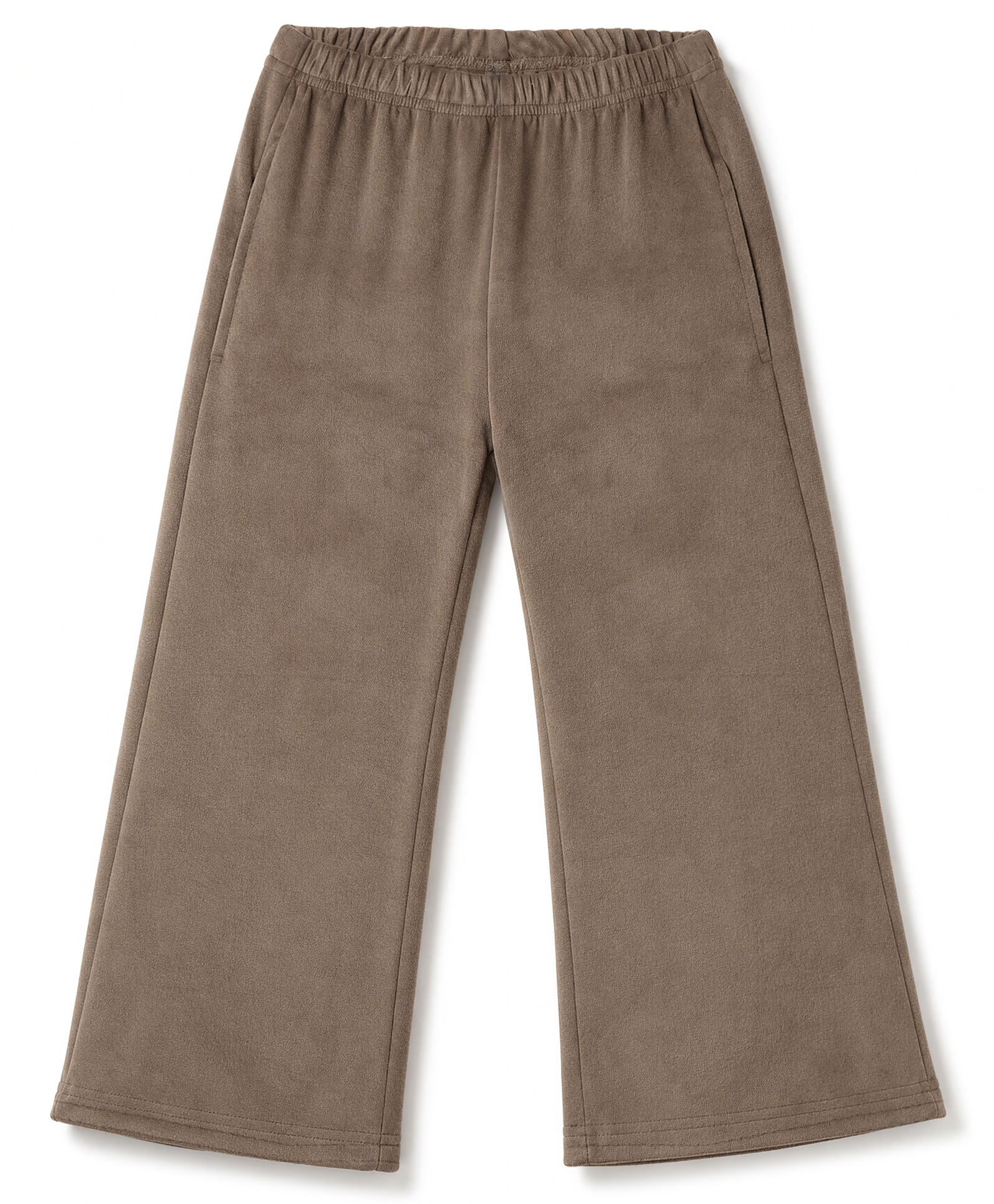 Babyhug Velour Knit Full Length Solid Wide Legged Fleece & Woollen Pant - Brown-image-48