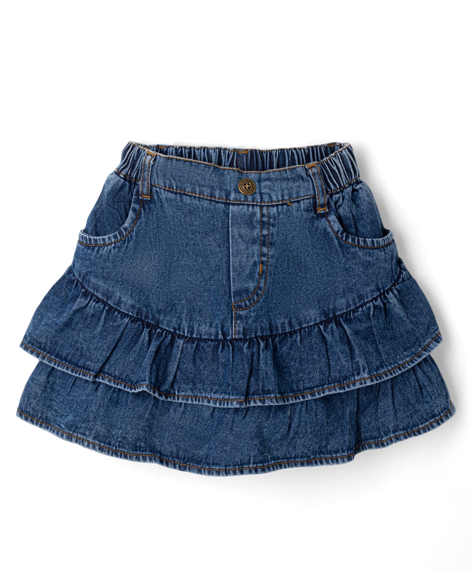 Simply Premium Knee Length Dark Washed Denim Skirts - Navy Blue-picture-3
