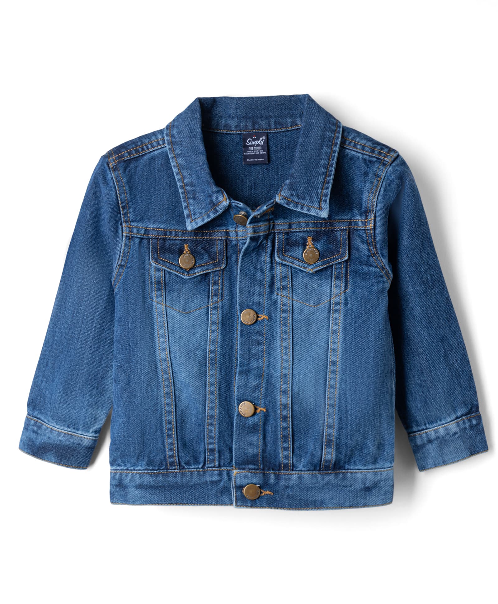 Simply Premium Woven Full Sleeves Dark Wash Denim Jacket - Navy Blue-picture-18