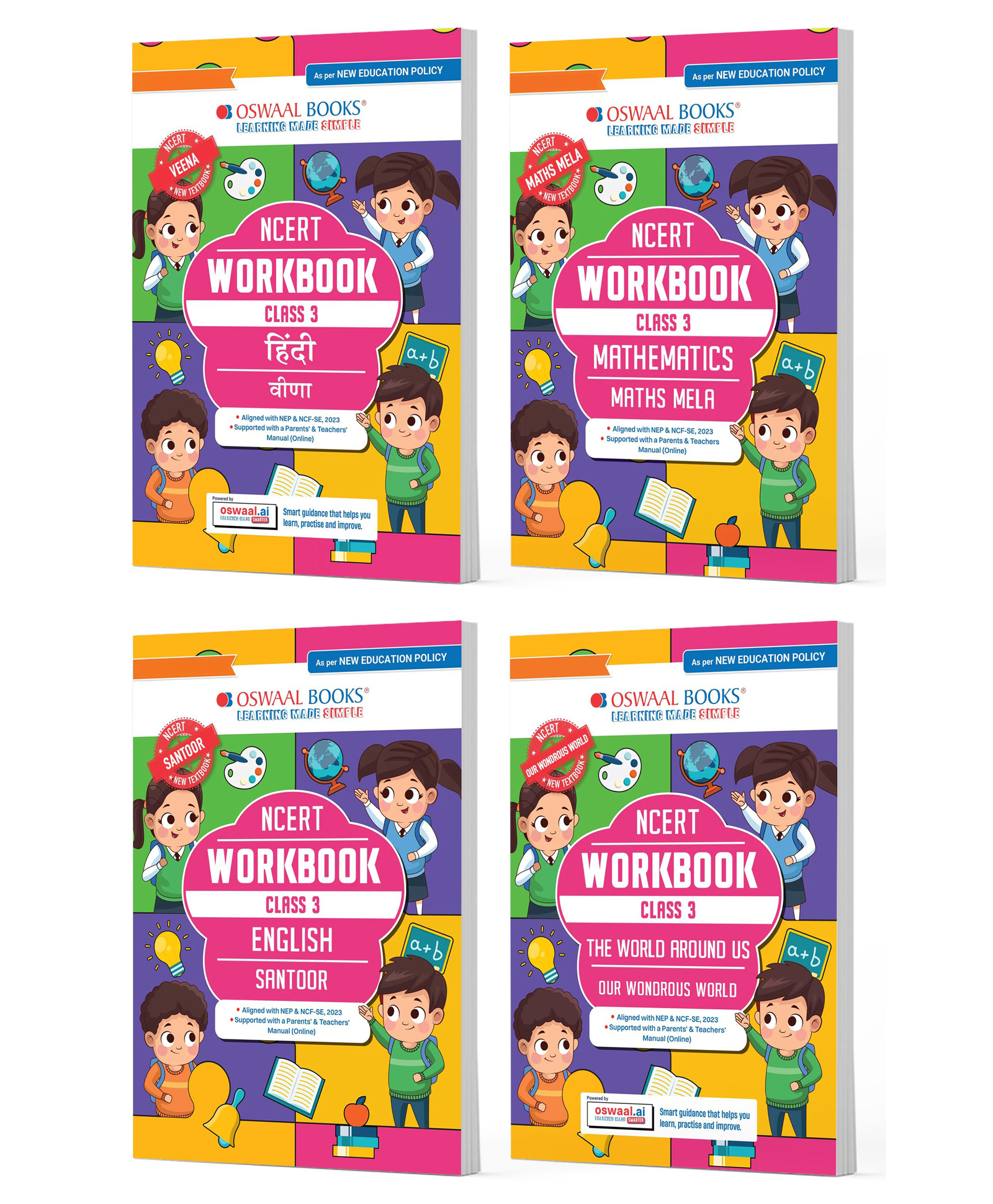 OSWAAL BOOKS NCERT & CBSE Workbooks Class 3 (Set Of 4 Books ) Hindi Veena, Mathematics Mela, English Santoor & Our Wondrous World (World Around Us) (For Latest Exam)-image-4