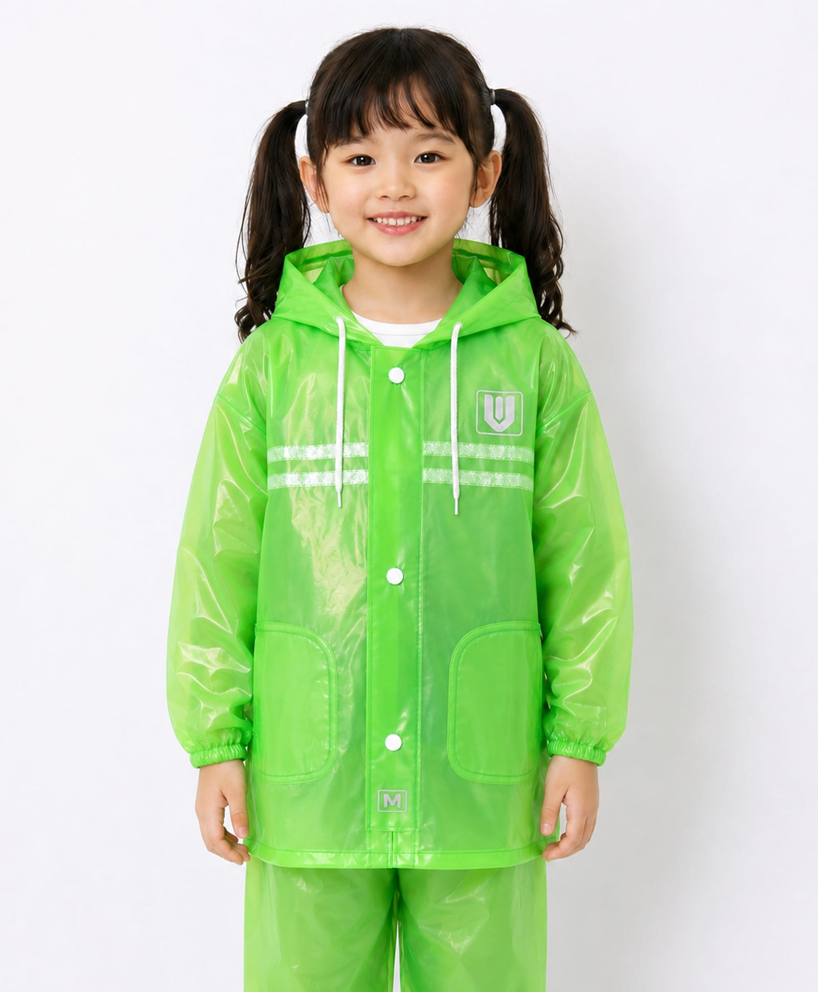 Viva Rainwear Full Sleeves Rain Rangers Text Back Printed Hooded Raincoat - Green-image-6