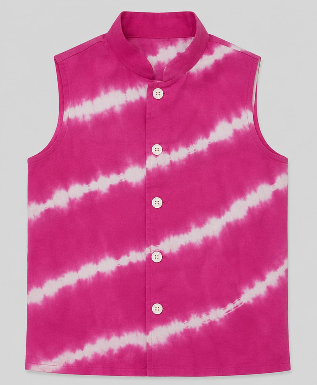 Cuddly cubs Cotton Woven Sleeveless Tie Dye Jacket - Hot Pink-image-32