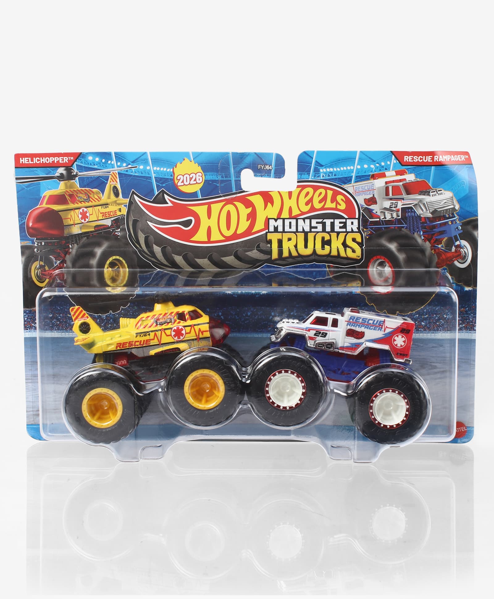 Hot Wheel Helichopper / Rescue Rampager Die Cast Free Wheel Monster Trucks-Yellow/White-image-18