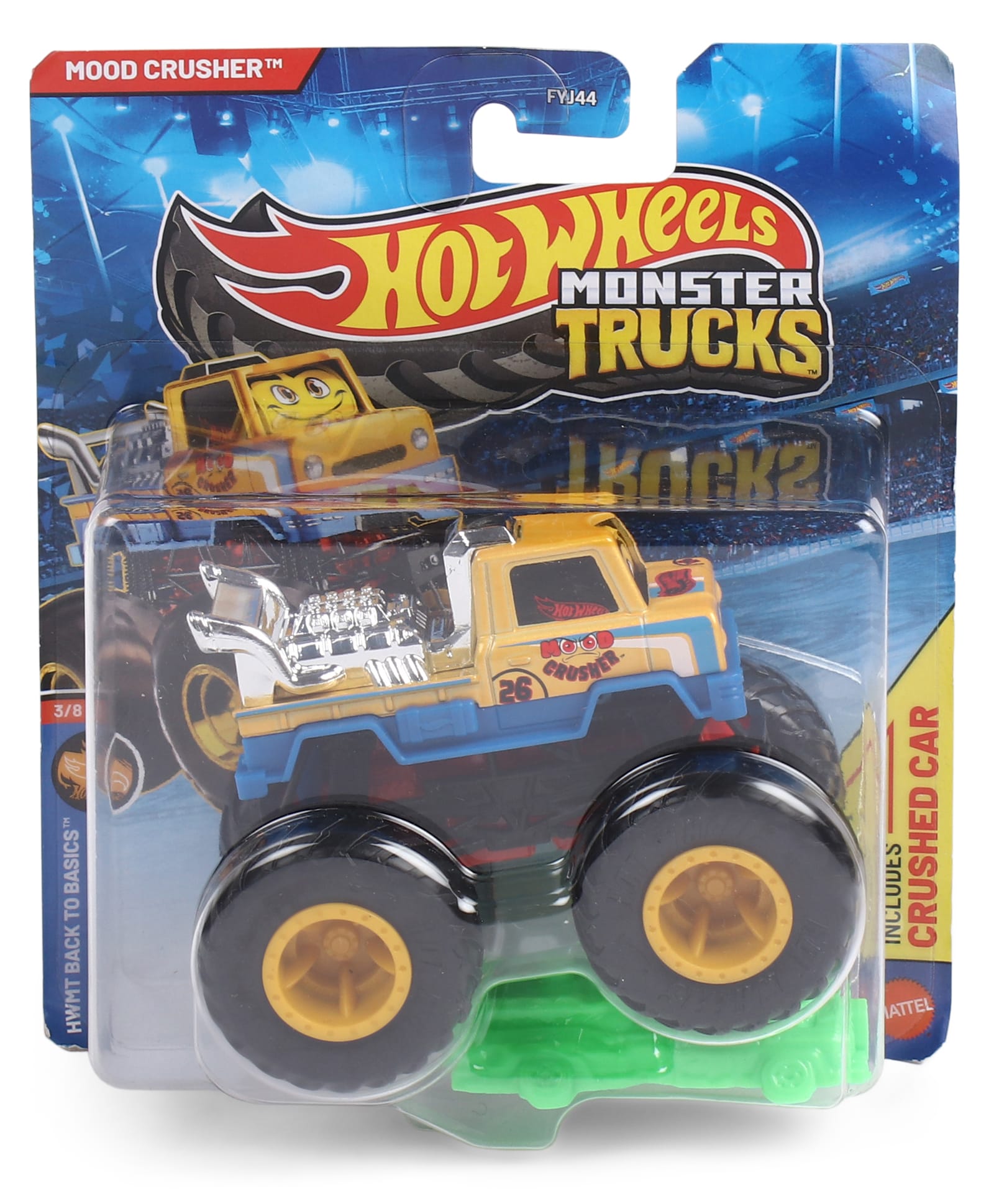 Hot Wheels Die Cast Free Wheel Monster Trucks Mood Crusher - Blue & Yellow-image-10