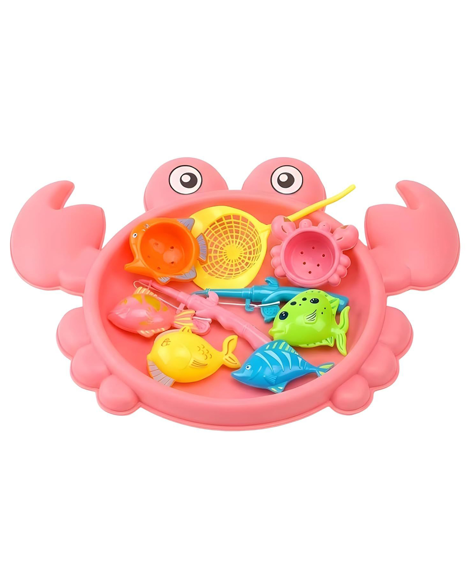 Sanjary Kids Crab Beach Sand & Water Play Set with Fishing Game, Toy Fish, Net, Scoop and Outdoor Bath Learning Activity Toy color design may vary-image-47