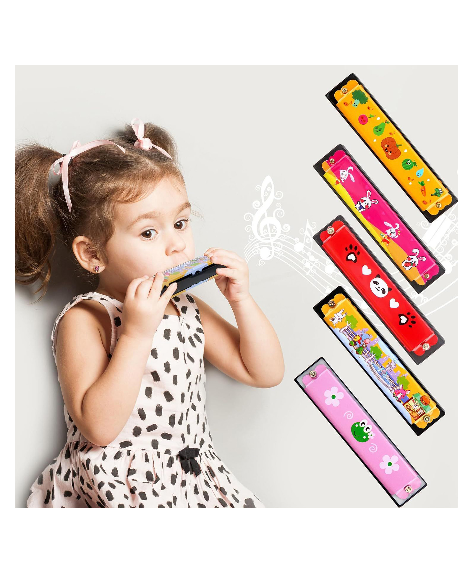 Sanjary Kids Cartoon Harmonica Musical Instrument Toy pack of 2, Colorful Pocket Mouth Organ, Early Learning Music Toy, Birthday Return Gift for Boys Girls color design may vary-image-12
