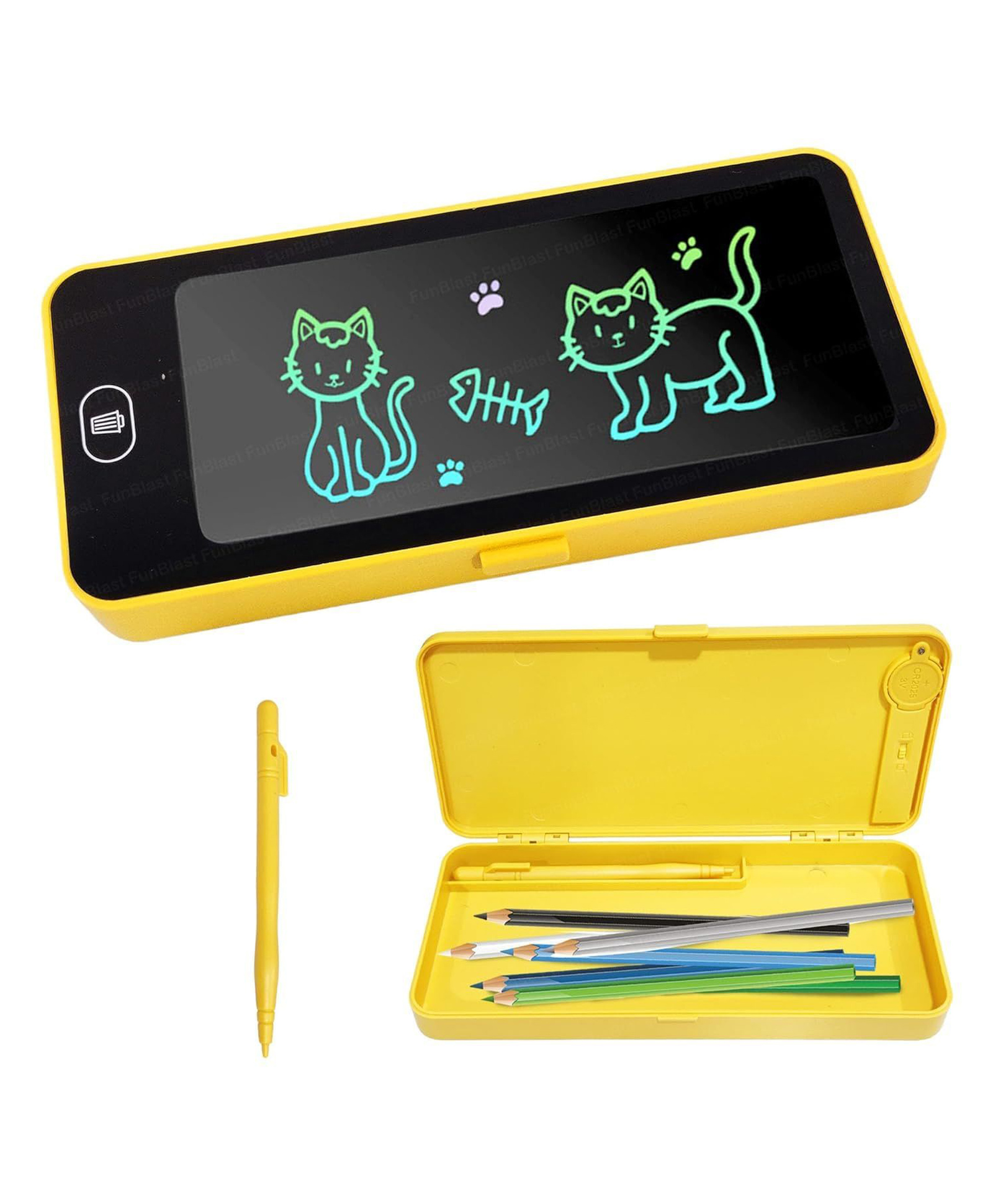 Sanjary Kids LCD Writing Tablet Drawing Board with Stylus, Erasable Doodle Pad, Pencil Case, Educational Learning Toy for Boys and Girls color design may vary-image-2