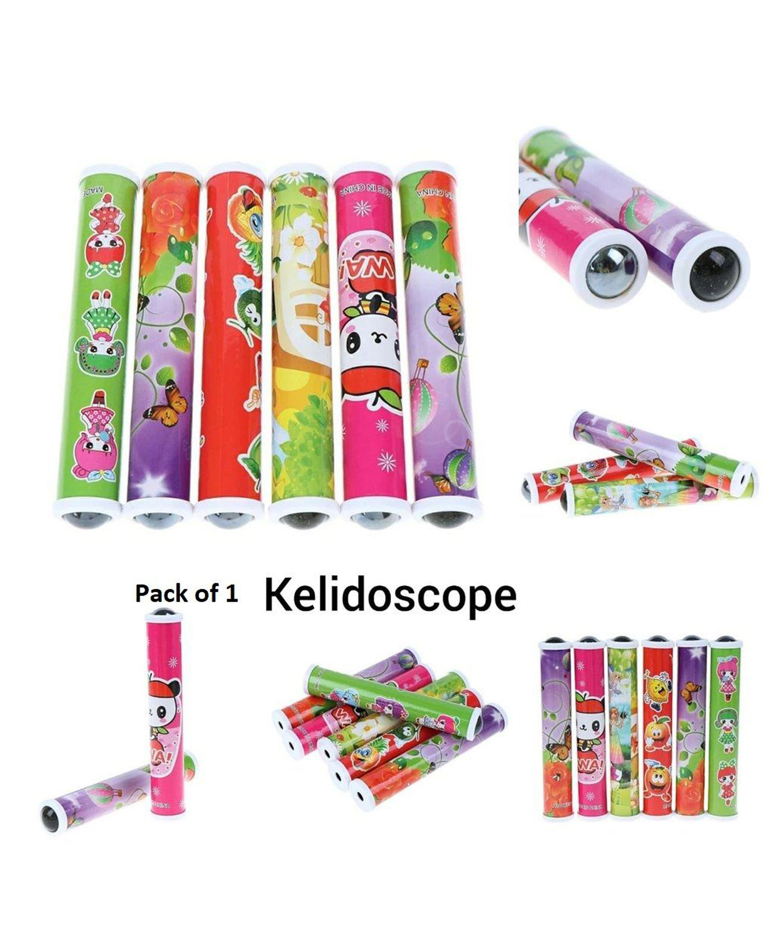 Sanjary Kids Colorful Kaleidoscope Telescope Toy, Educational Optical Viewer, Creative Imagination Learning Gift, Party Favor, Fun Travel Toy for Children color design may vary-image-4