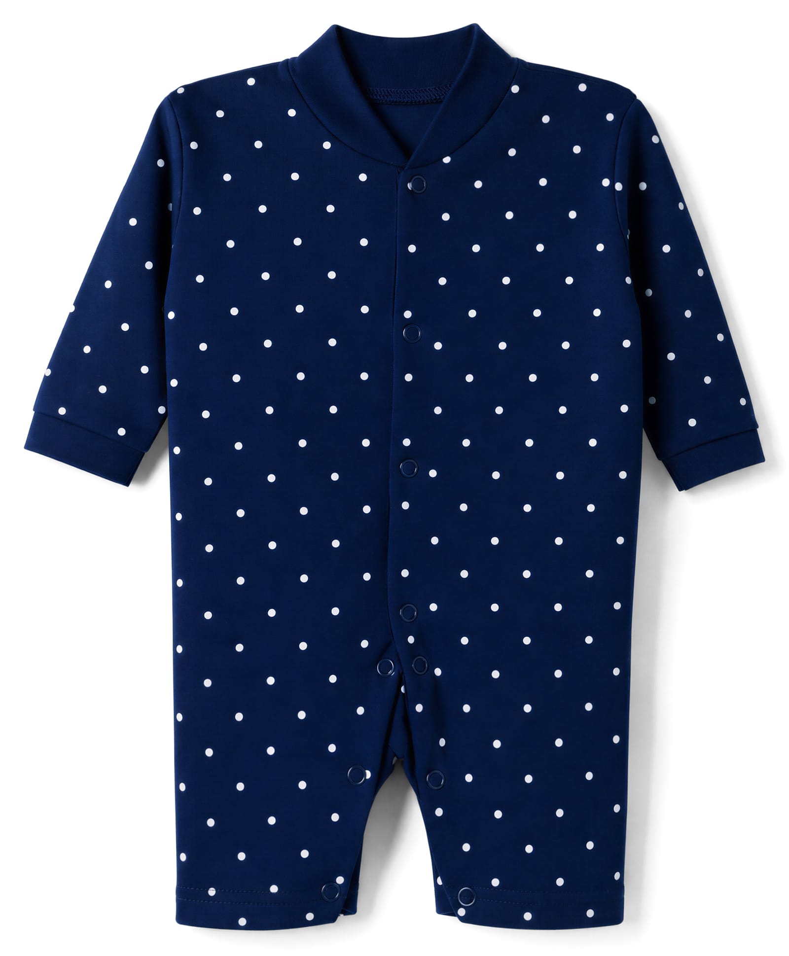 Junior Star Full Sleeves Polka Dots Printed Romper - Navy Blue-image-27