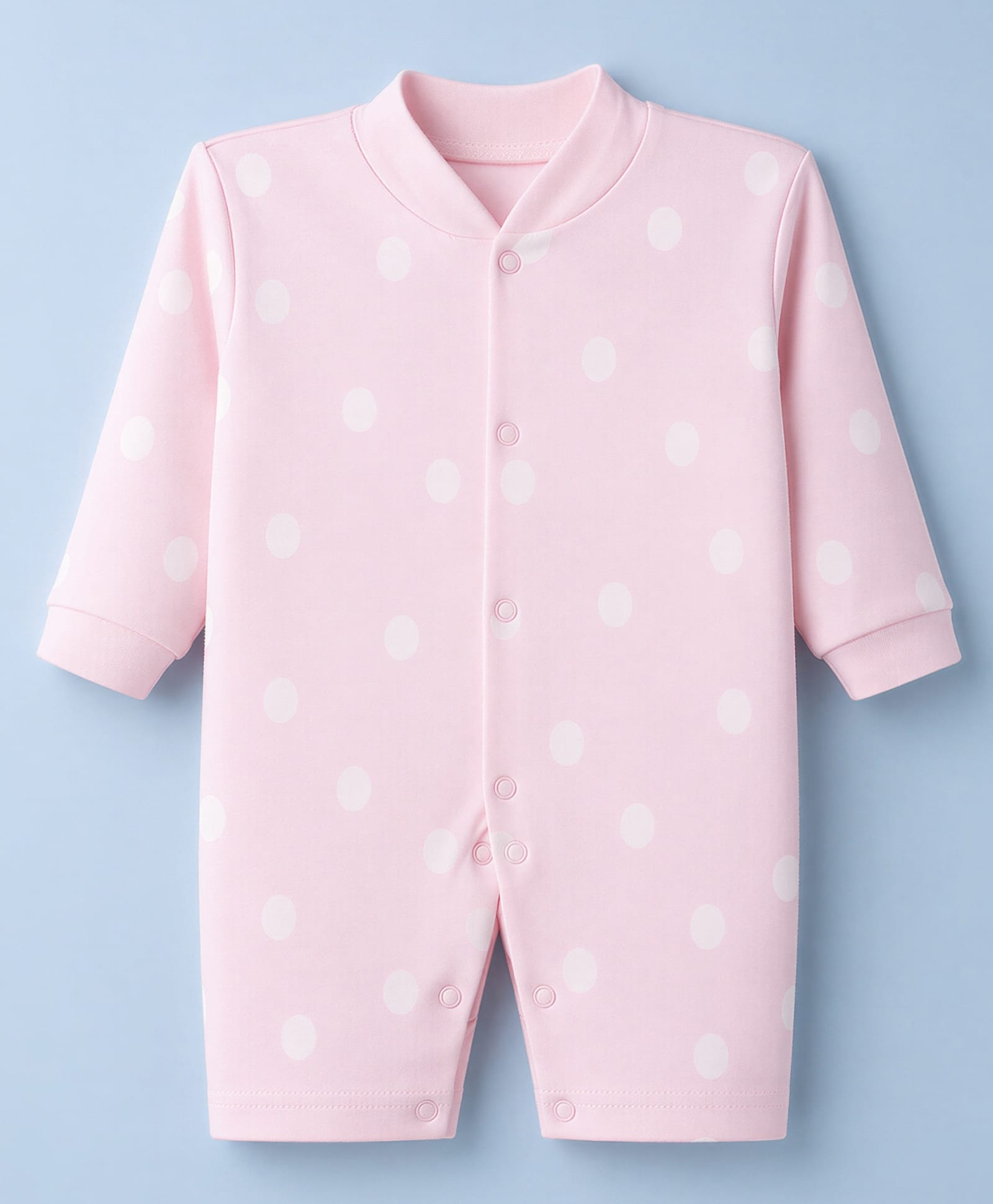 Junior Star Full Sleeves Polka Dots Printed Romper - Pink-image-33