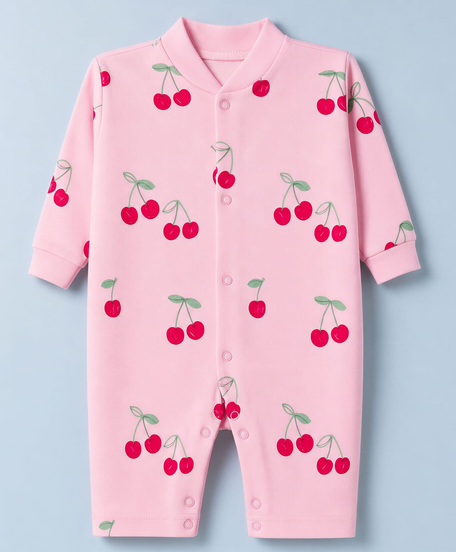 Junior Star Full Sleeves Cherries Printed Romper - Pink-picture-10