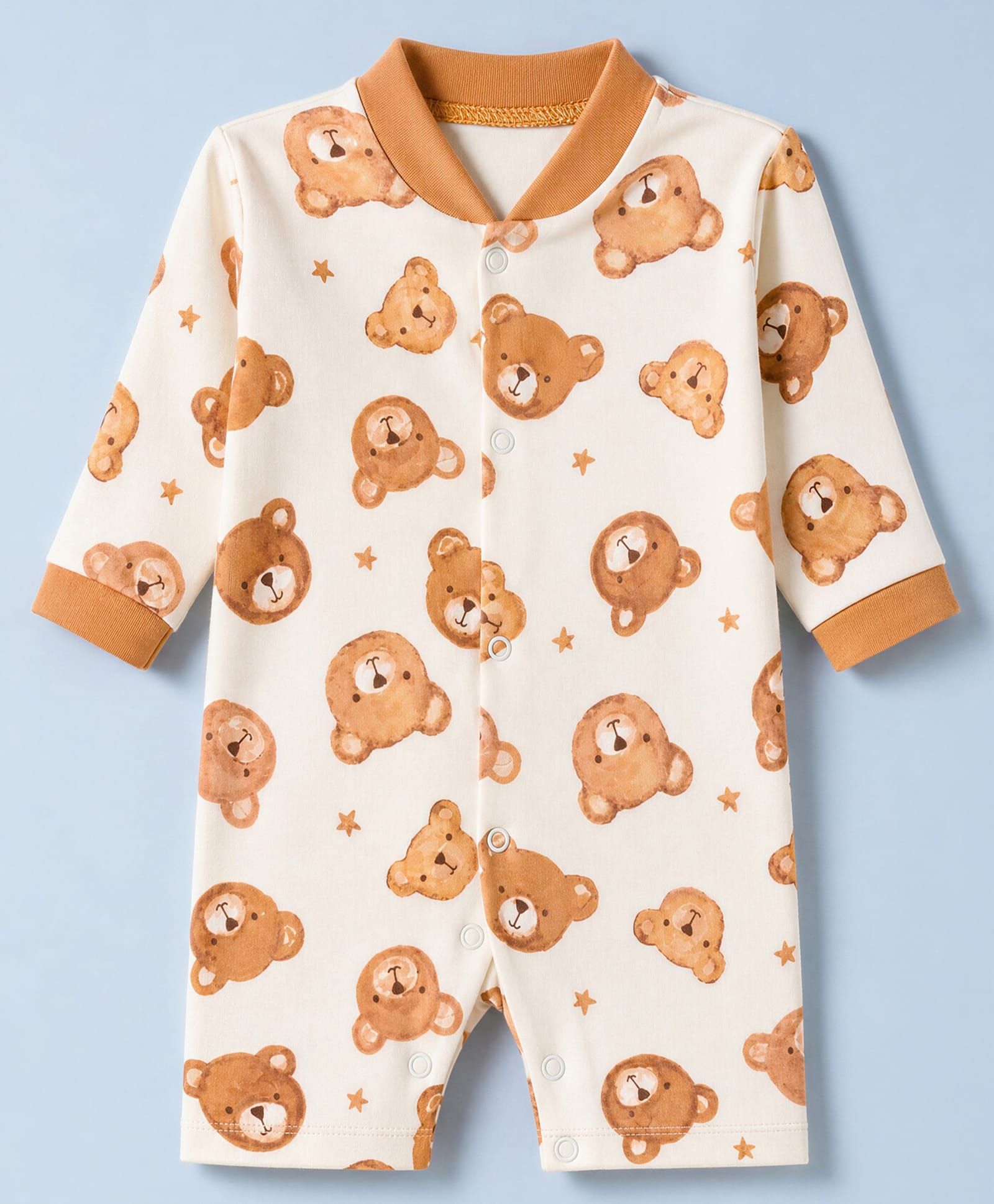 Junior Star Full Sleeves Teddy Bear Printed Romper - White-picture-14