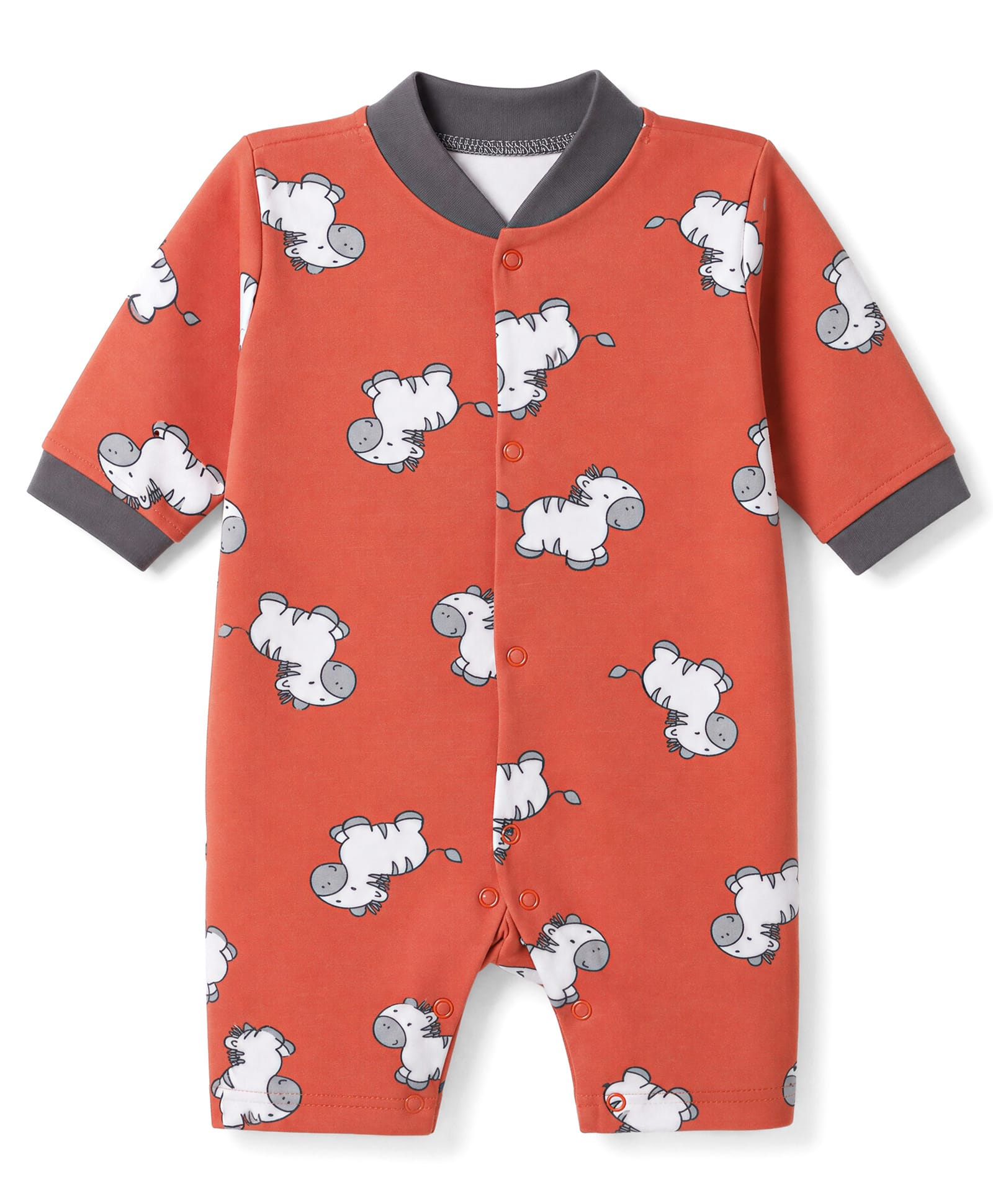 Junior Star Full Sleeves Zebra Printed Romper - Orange-image-40